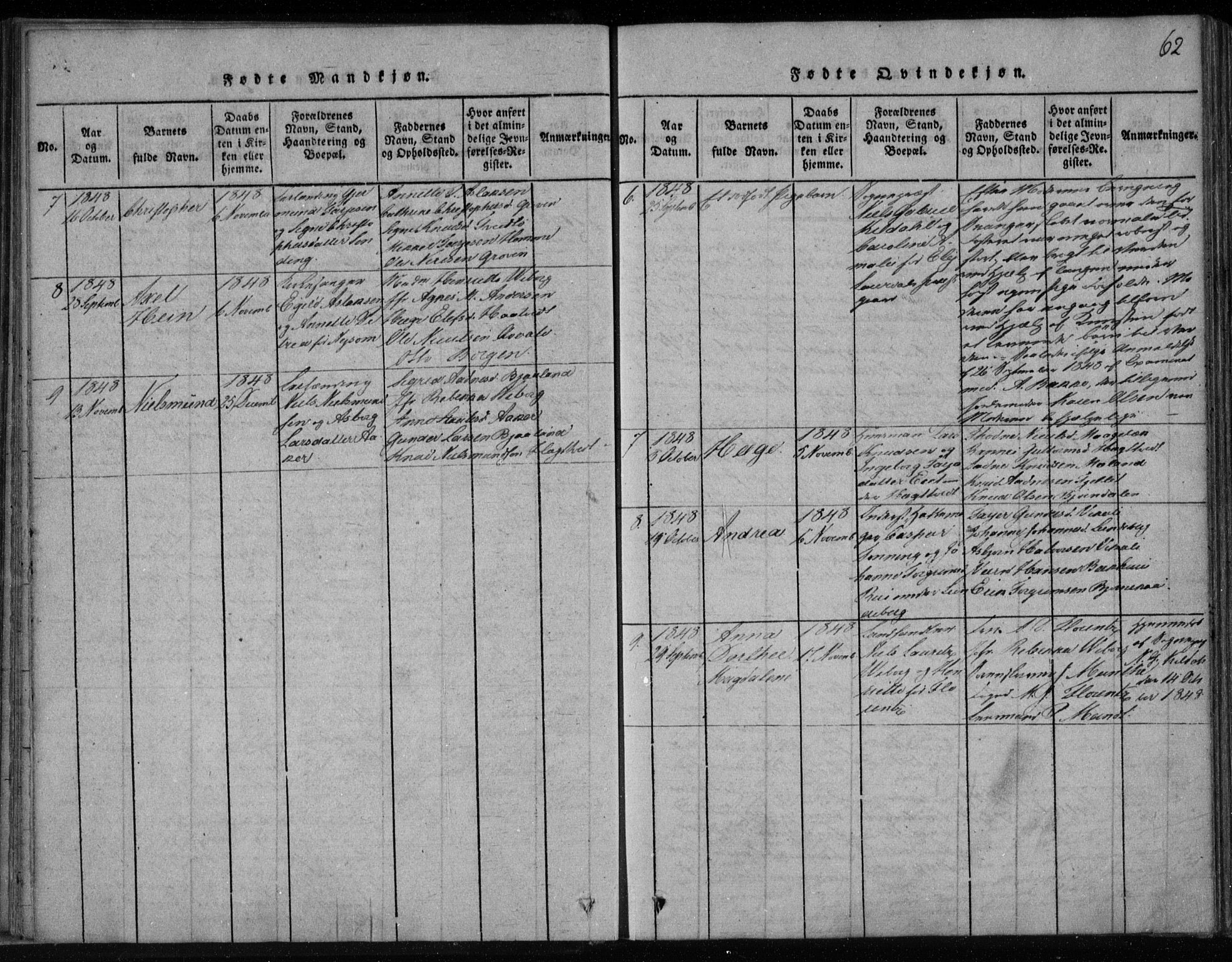 Lårdal kirkebøker, SAKO/A-284/F/Fa/L0005: Parish register (official) no. I 5, 1815-1860, p. 62