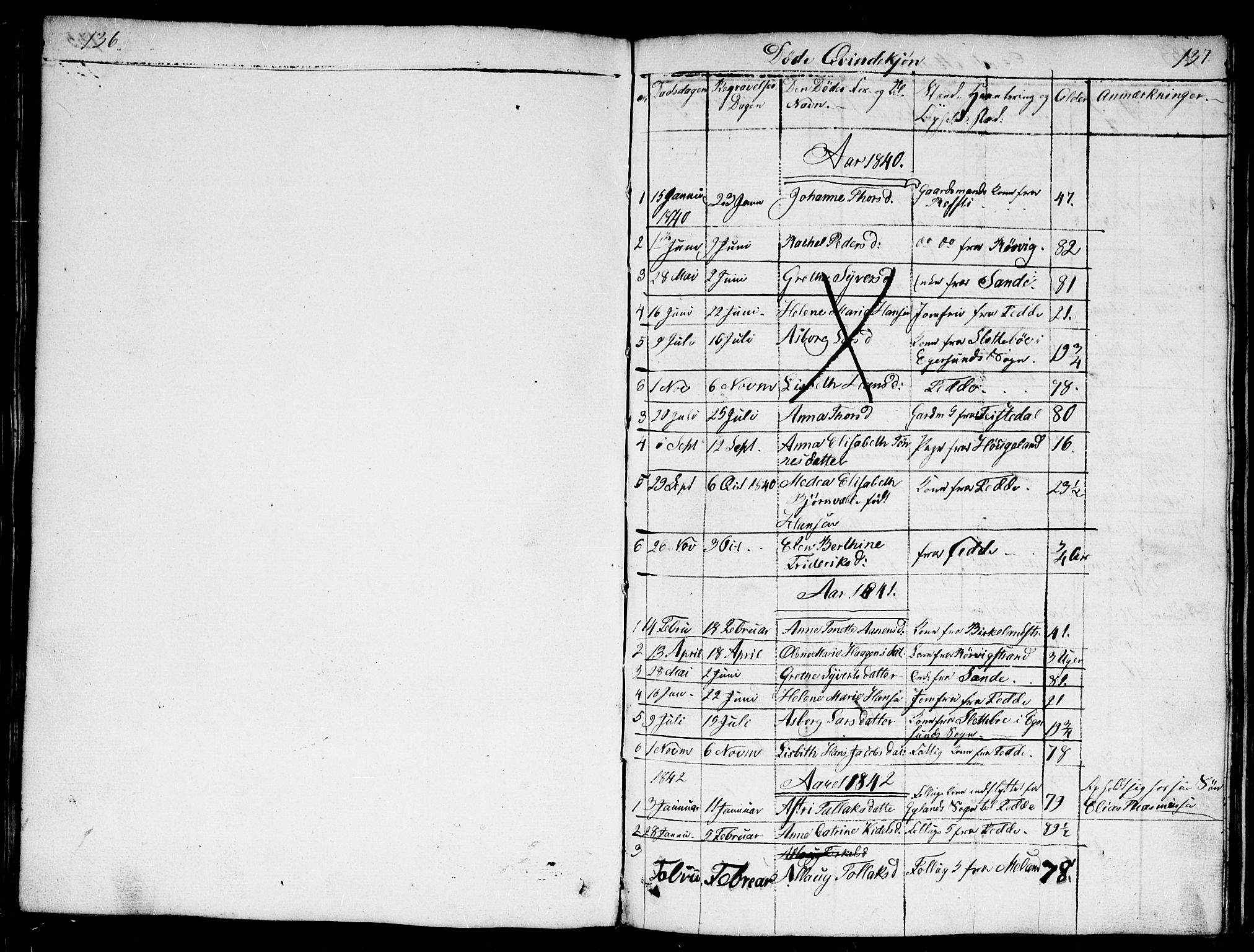 Kvinesdal sokneprestkontor, AV/SAK-1111-0026/F/Fb/Fba/L0002: Parish register (copy) no. B 2, 1838-1858, p. 136-137