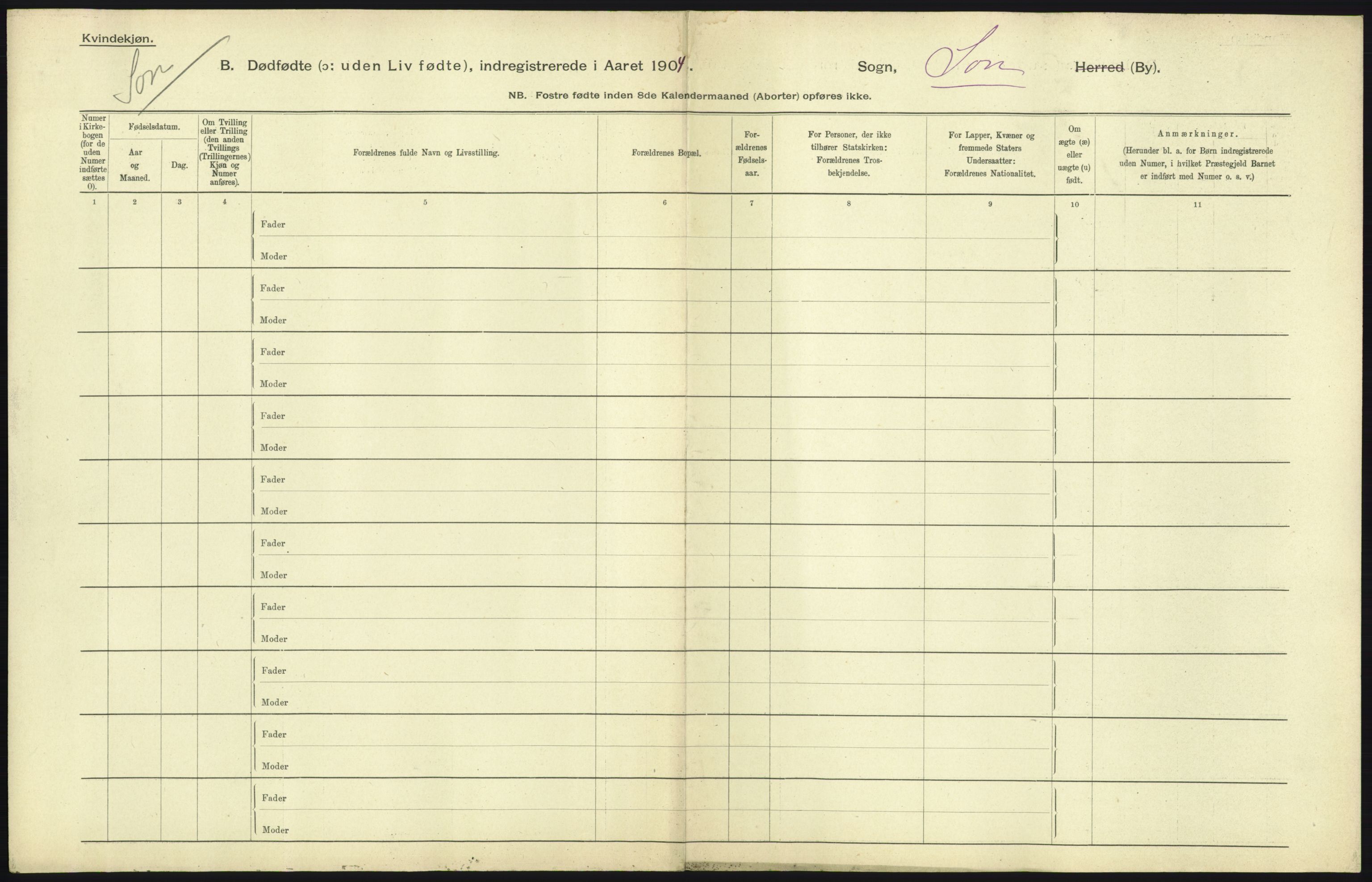 Statistisk sentralbyrå, Sosiodemografiske emner, Befolkning, RA/S-2228/D/Df/Dfa/Dfab/L0027: Smålenes amt - Finnmarkens amt: Dødfødte. Byer, 1904, p. 33