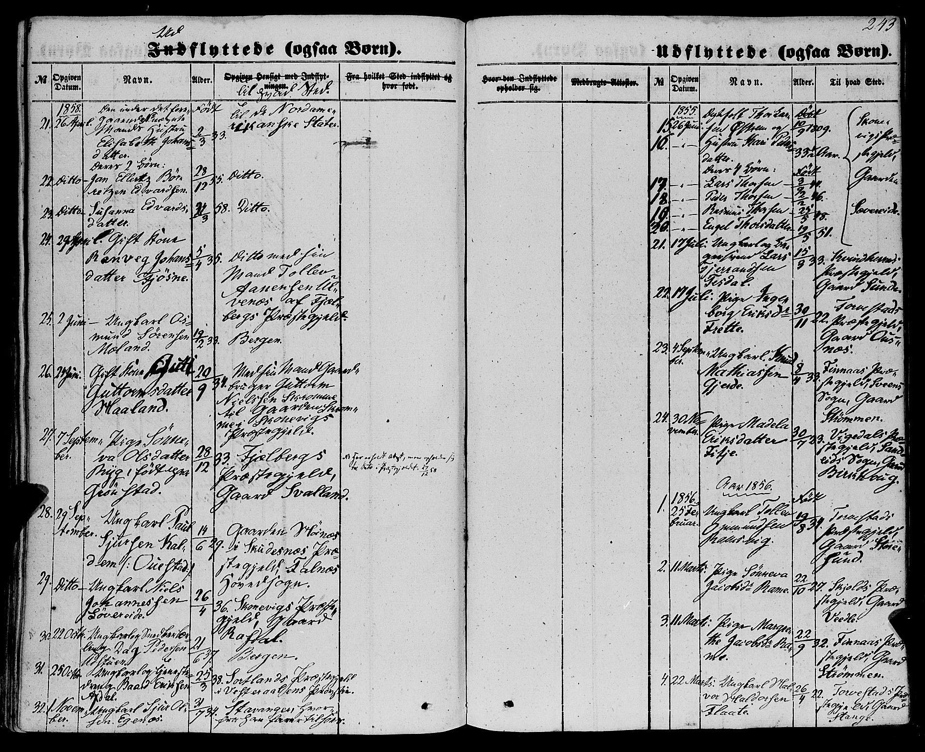 Etne sokneprestembete, AV/SAB-A-75001/H/Haa: Parish register (official) no. A 8, 1848-1862, p. 243