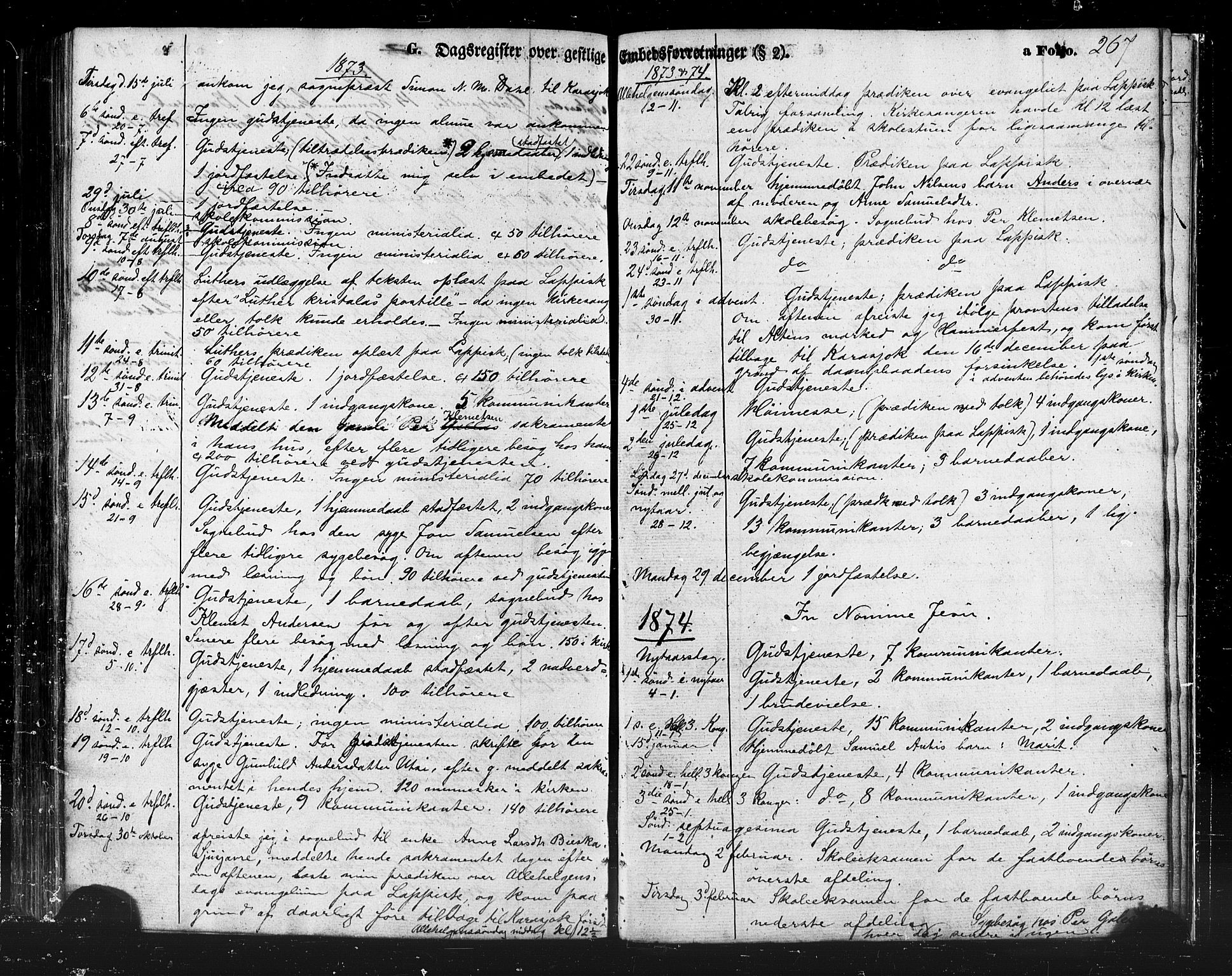 Karasjok sokneprestkontor, SATØ/S-1352/H/Ha/L0001kirke: Parish register (official) no. 1, 1872-1884, p. 267