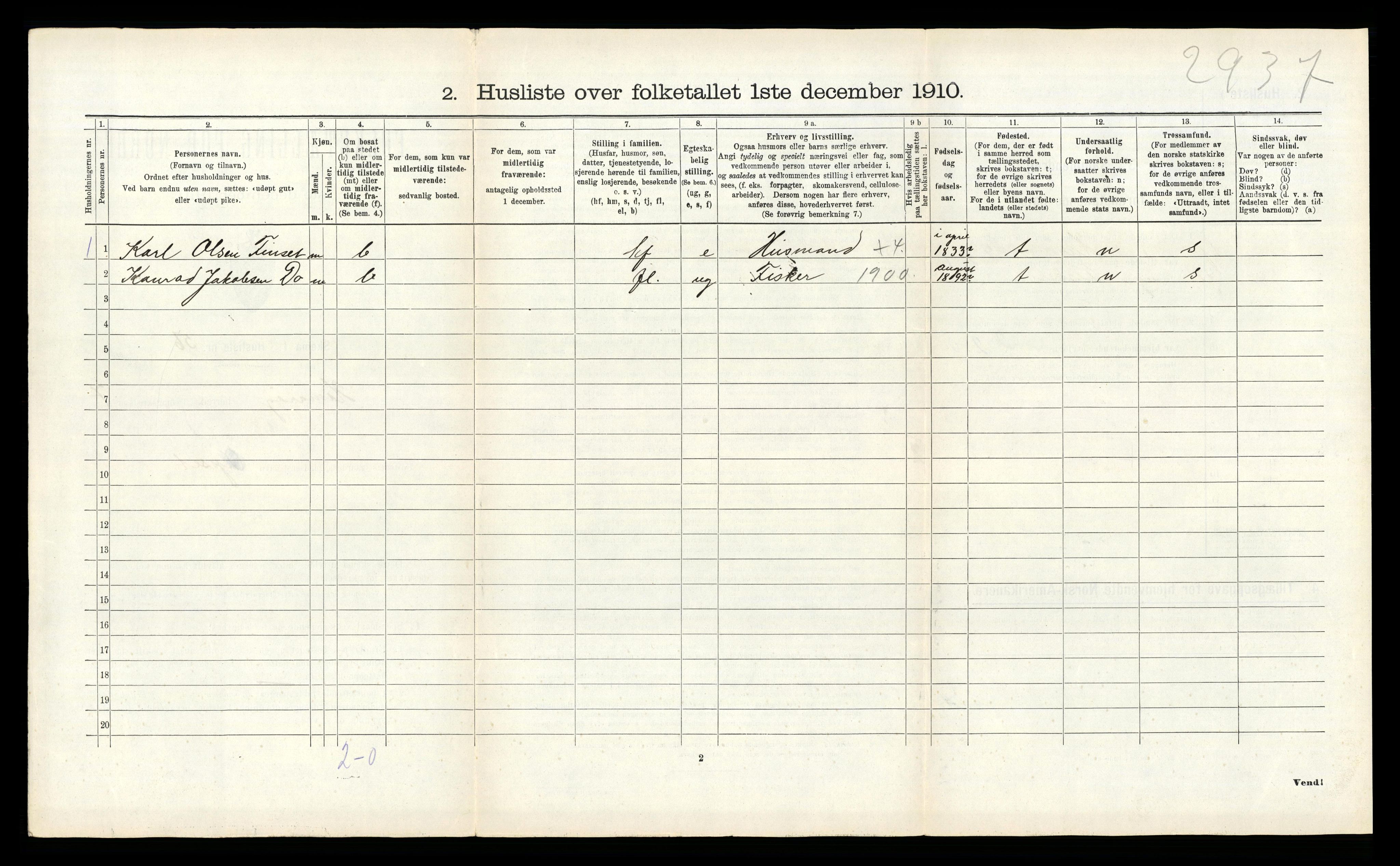 RA, 1910 census for Hamarøy, 1910, p. 829