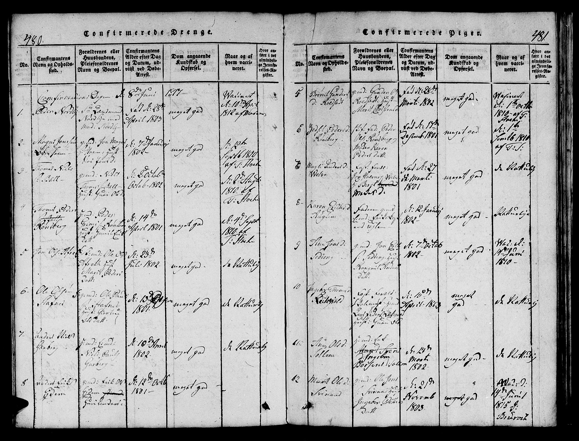 Ministerialprotokoller, klokkerbøker og fødselsregistre - Sør-Trøndelag, SAT/A-1456/695/L1152: Parish register (copy) no. 695C03, 1816-1831, p. 480-481
