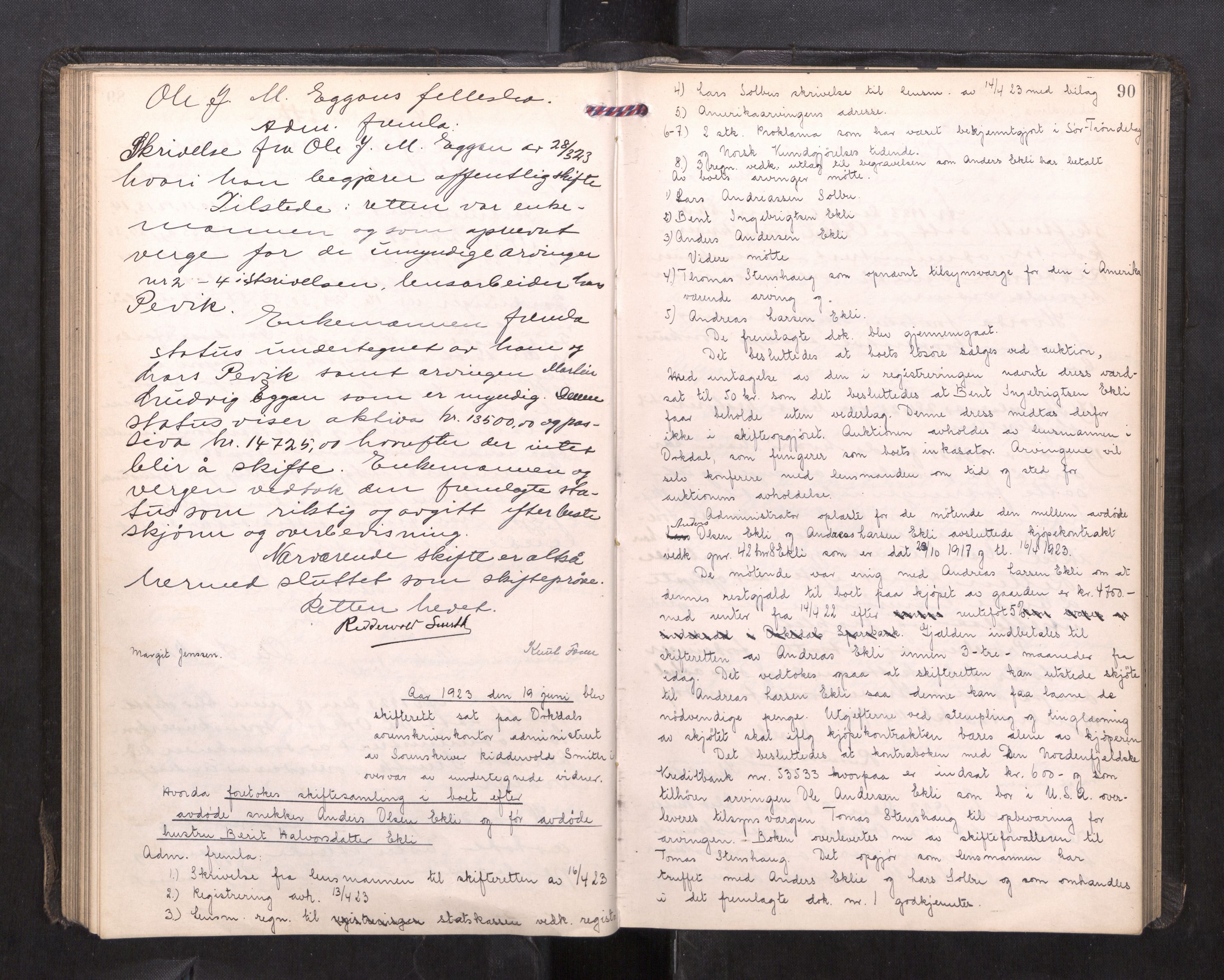 Orkdal sorenskriveri, AV/SAT-A-4169/1/3/3B/L0015: Skiftebehandlingsprotokoll, 1919-1927, p. 89b-90a
