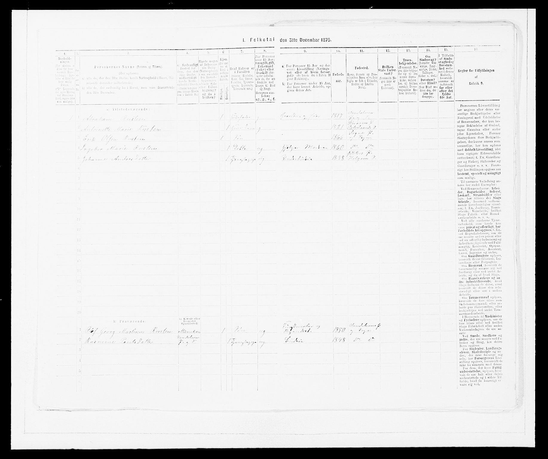 SAB, 1875 census for 1429P Ytre Holmedal, 1875, p. 704