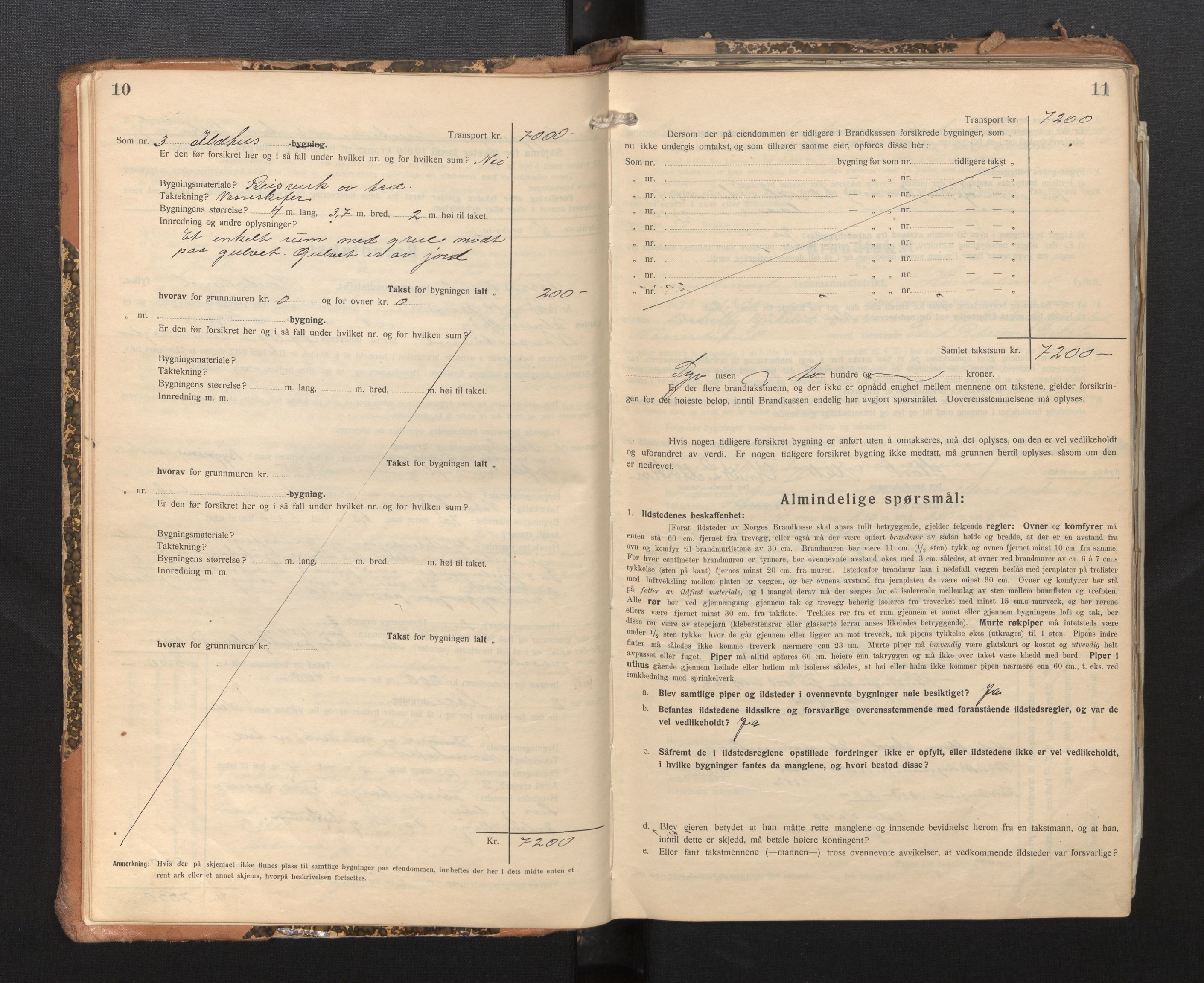 Lensmannen i Vossestrand, AV/SAB-A-35901/0012/L0002: Branntakstprotokoll, skjematakst, 1929-1955, p. 10-11