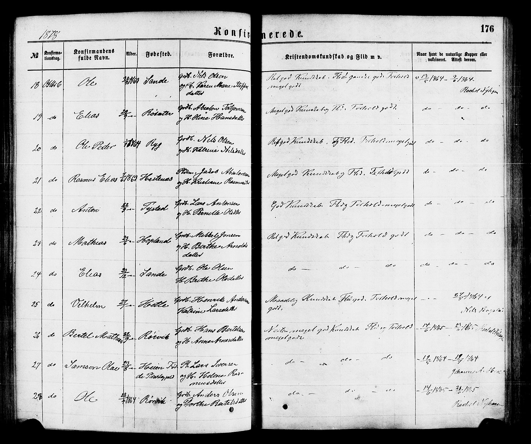 Gloppen sokneprestembete, AV/SAB-A-80101/H/Haa/Haaa/L0010: Parish register (official) no. A 10, 1871-1884, p. 176