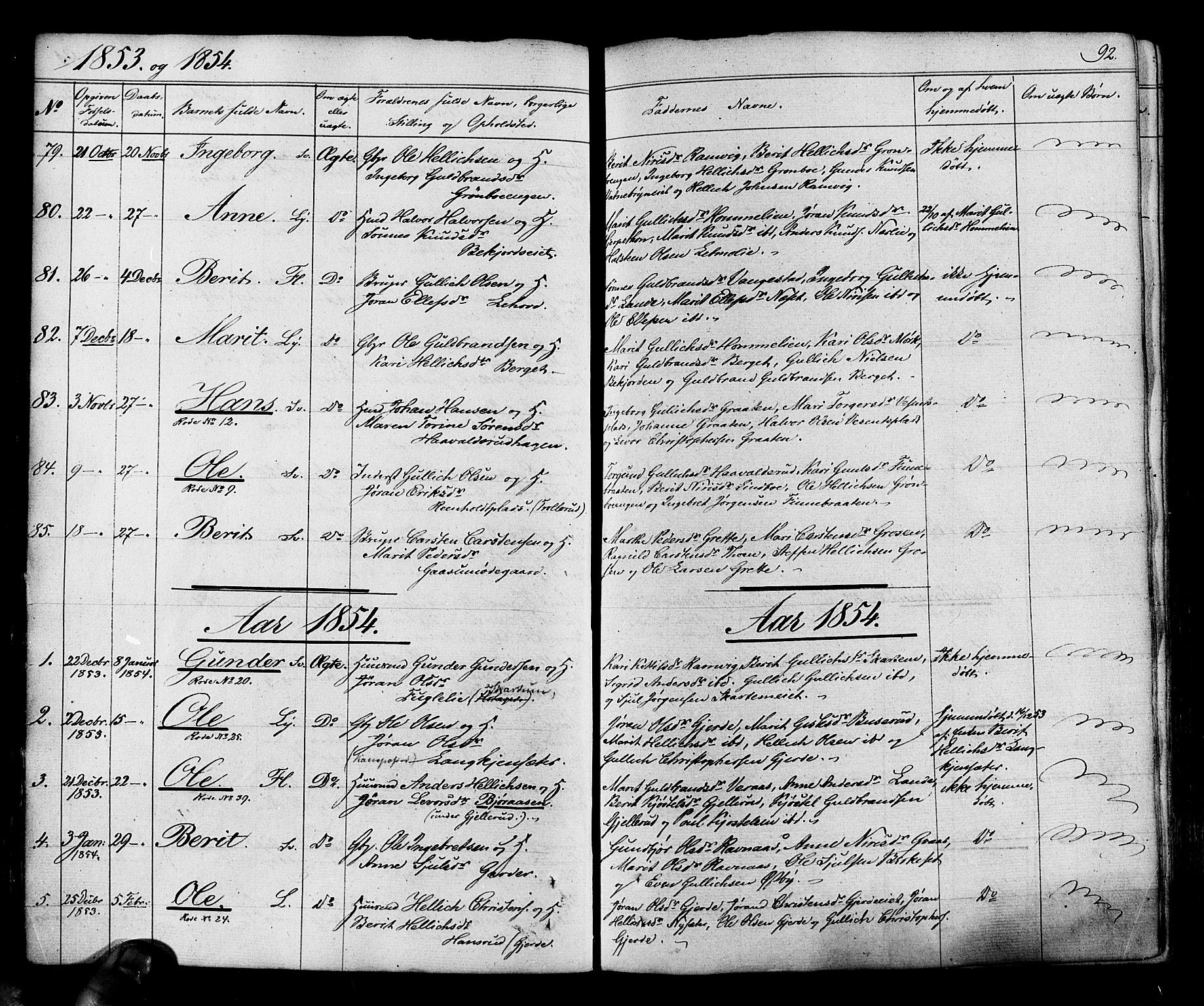 Flesberg kirkebøker, SAKO/A-18/F/Fa/L0006: Parish register (official) no. I 6, 1834-1860, p. 92