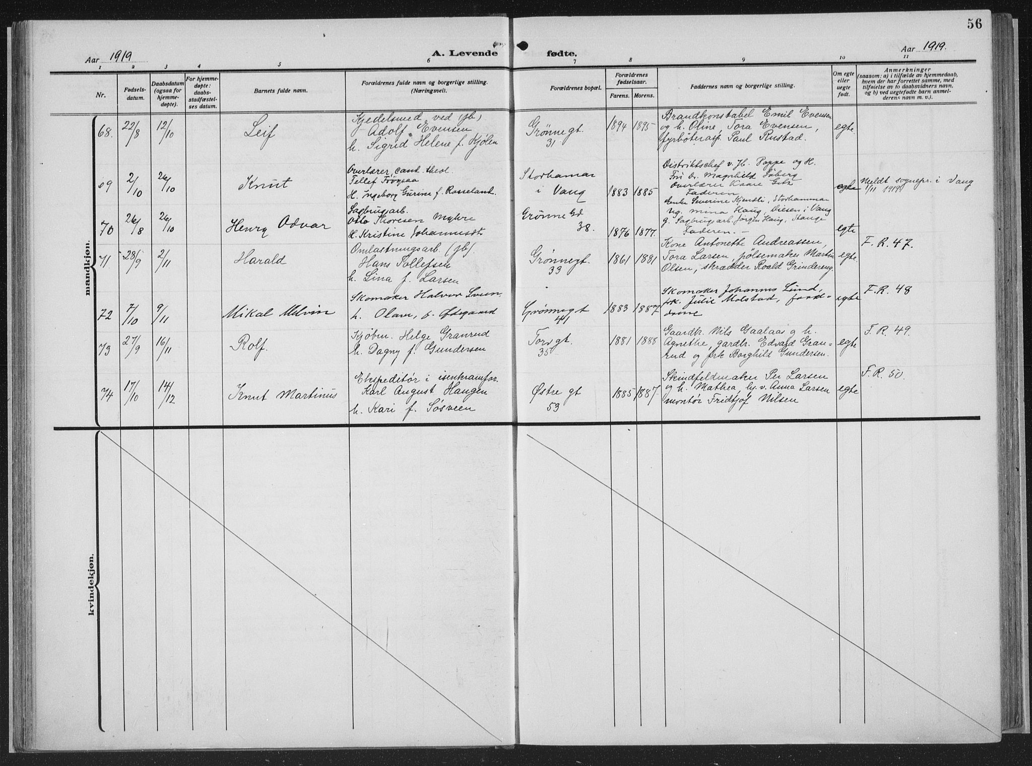 Hamar prestekontor, AV/SAH-DOMPH-002/H/Ha/Haa/L0002: Parish register (official) no. 2, 1915-1936, p. 56