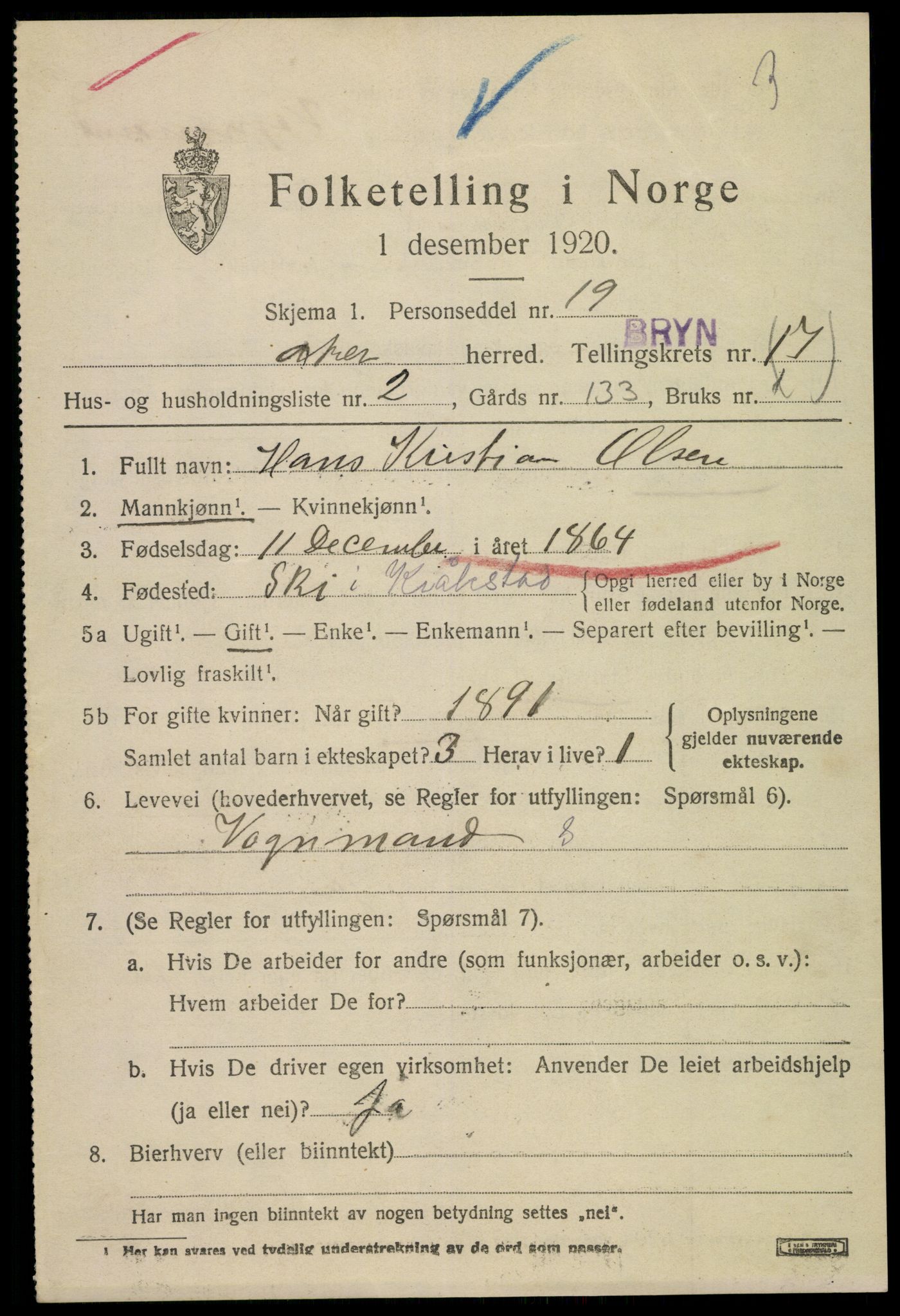 SAO, 1920 census for Aker, 1920, p. 99874