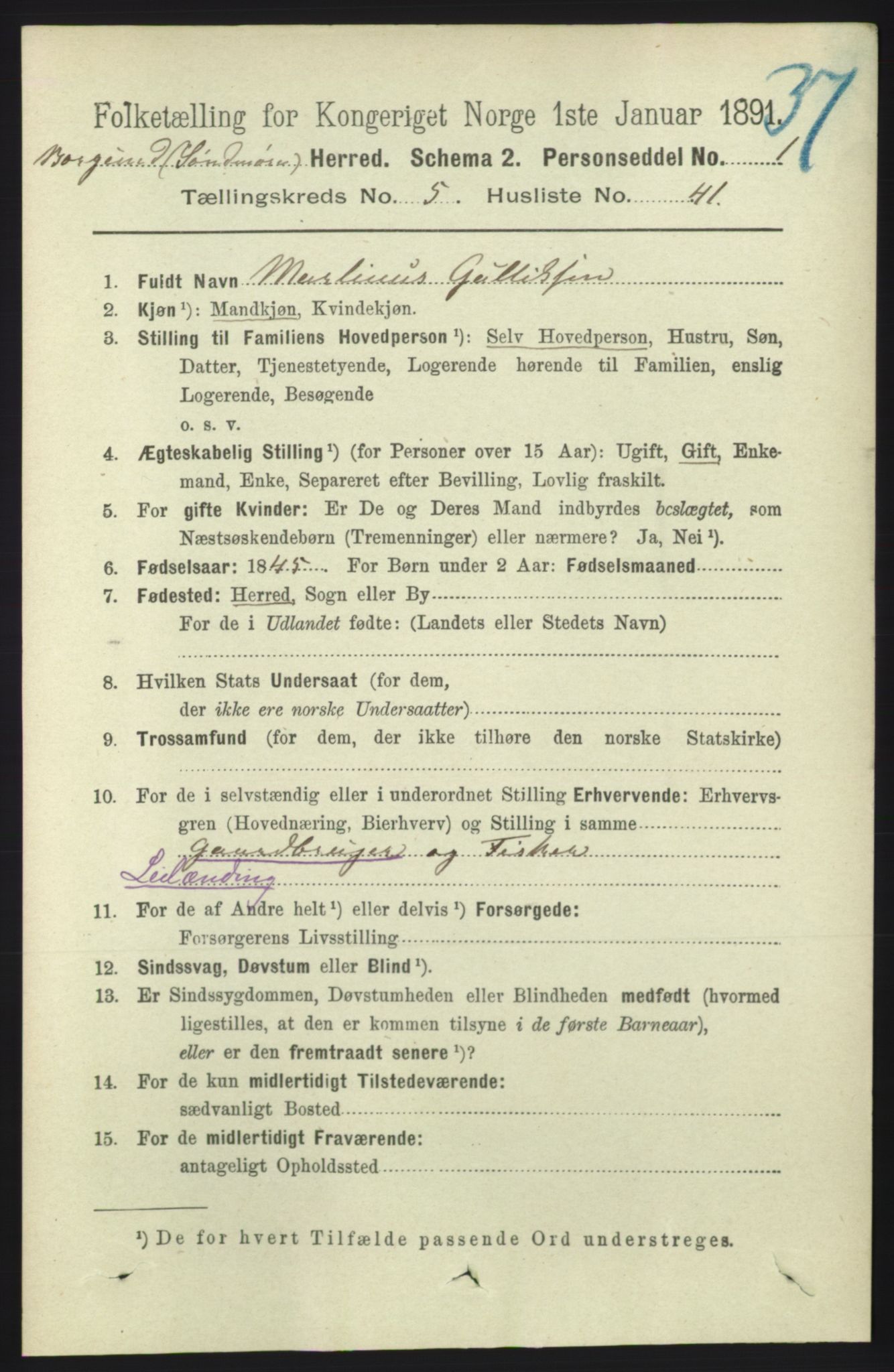 RA, 1891 census for 1531 Borgund, 1891, p. 1520