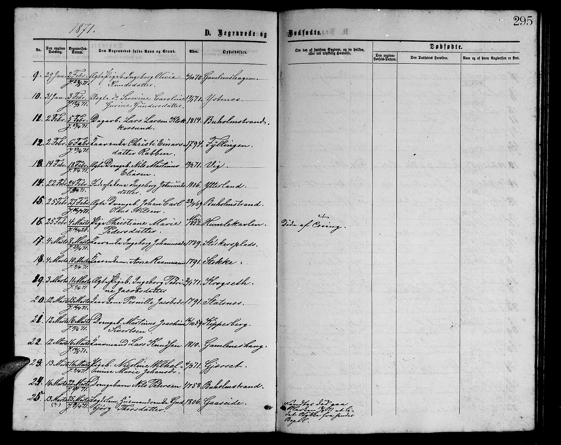 Ministerialprotokoller, klokkerbøker og fødselsregistre - Møre og Romsdal, AV/SAT-A-1454/528/L0428: Parish register (copy) no. 528C09, 1864-1880, p. 295