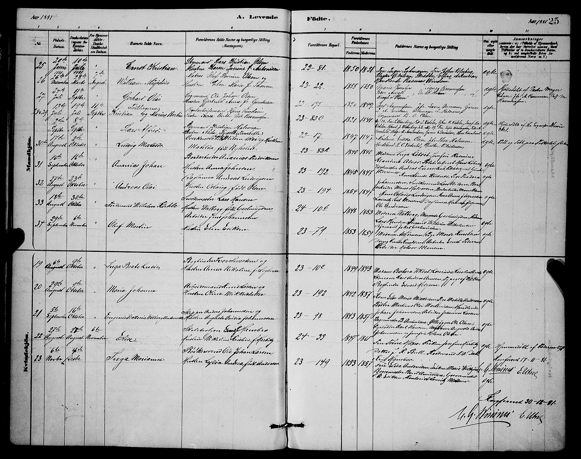 Mariakirken Sokneprestembete, AV/SAB-A-76901/H/Hab/L0004: Parish register (copy) no. A 4, 1878-1892, p. 25