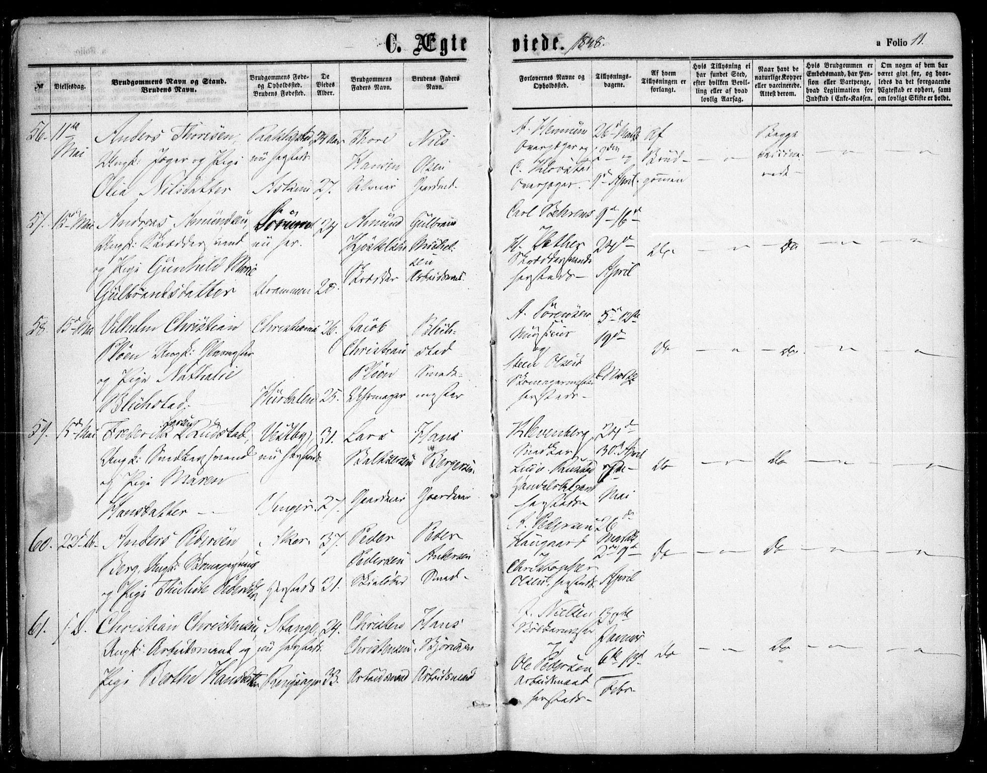 Oslo domkirke Kirkebøker, SAO/A-10752/F/Fa/L0020: Parish register (official) no. 20, 1848-1865, p. 11