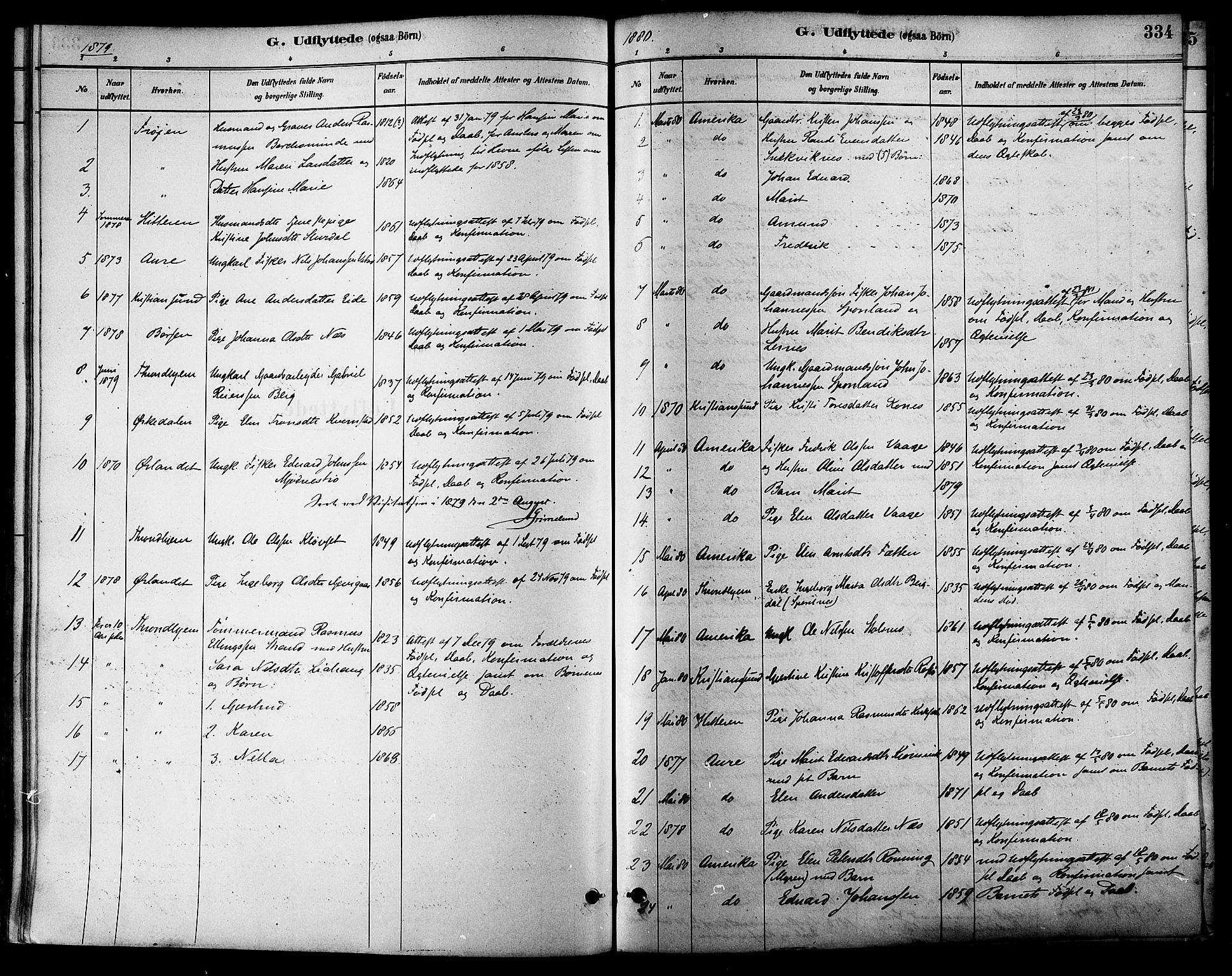 Ministerialprotokoller, klokkerbøker og fødselsregistre - Sør-Trøndelag, AV/SAT-A-1456/630/L0496: Parish register (official) no. 630A09, 1879-1895, p. 334