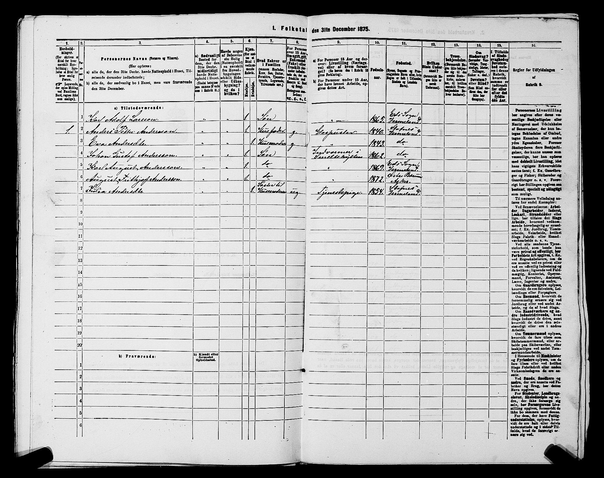 RA, 1875 census for 0220P Asker, 1875, p. 1414