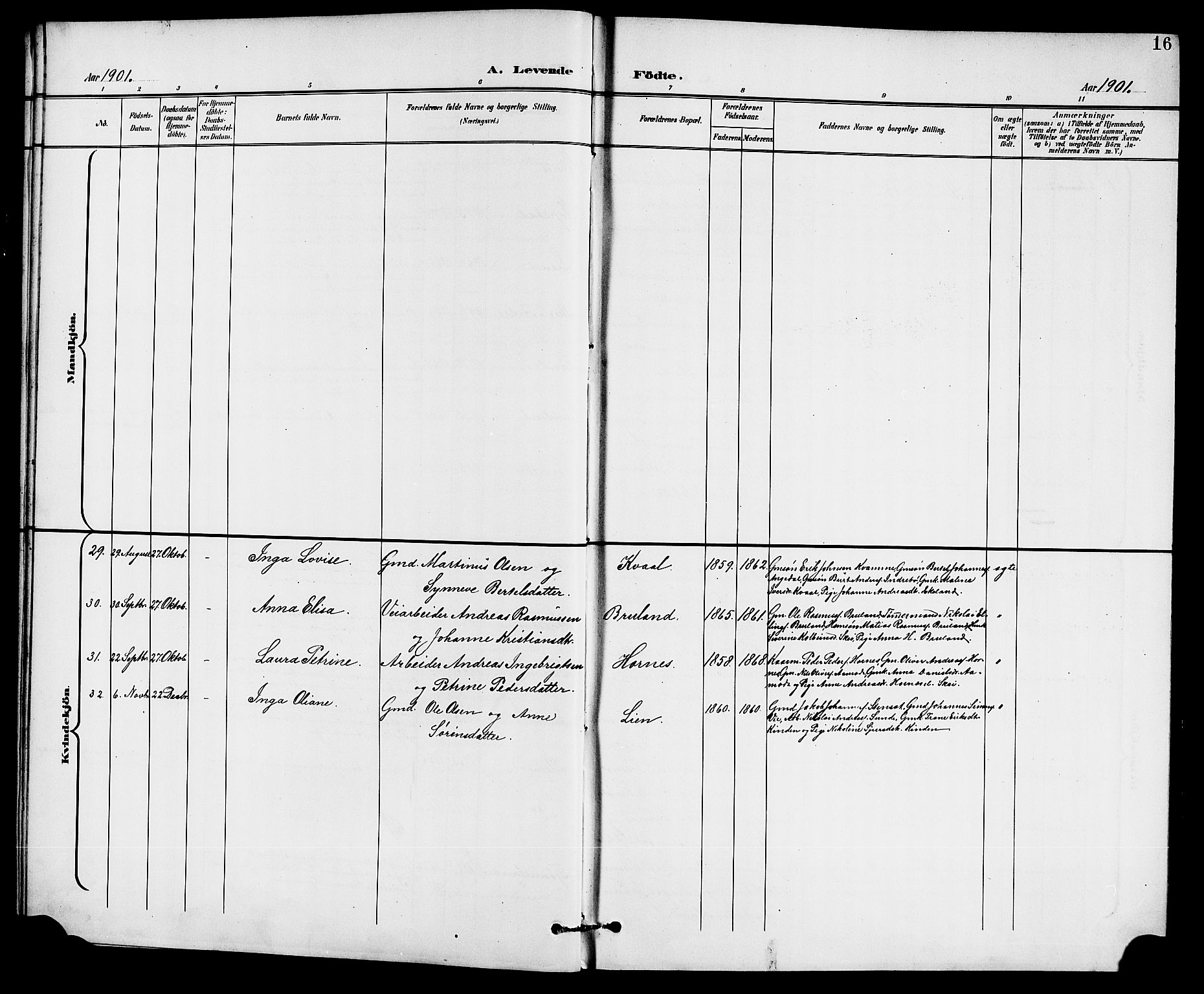 Førde sokneprestembete, SAB/A-79901/H/Hab/Haba/L0003: Parish register (copy) no. A 3, 1899-1924, p. 16