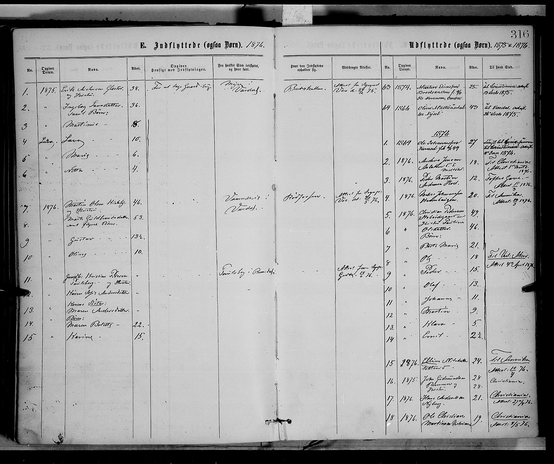 Vestre Toten prestekontor, SAH/PREST-108/H/Ha/Haa/L0008: Parish register (official) no. 8, 1870-1877, p. 316