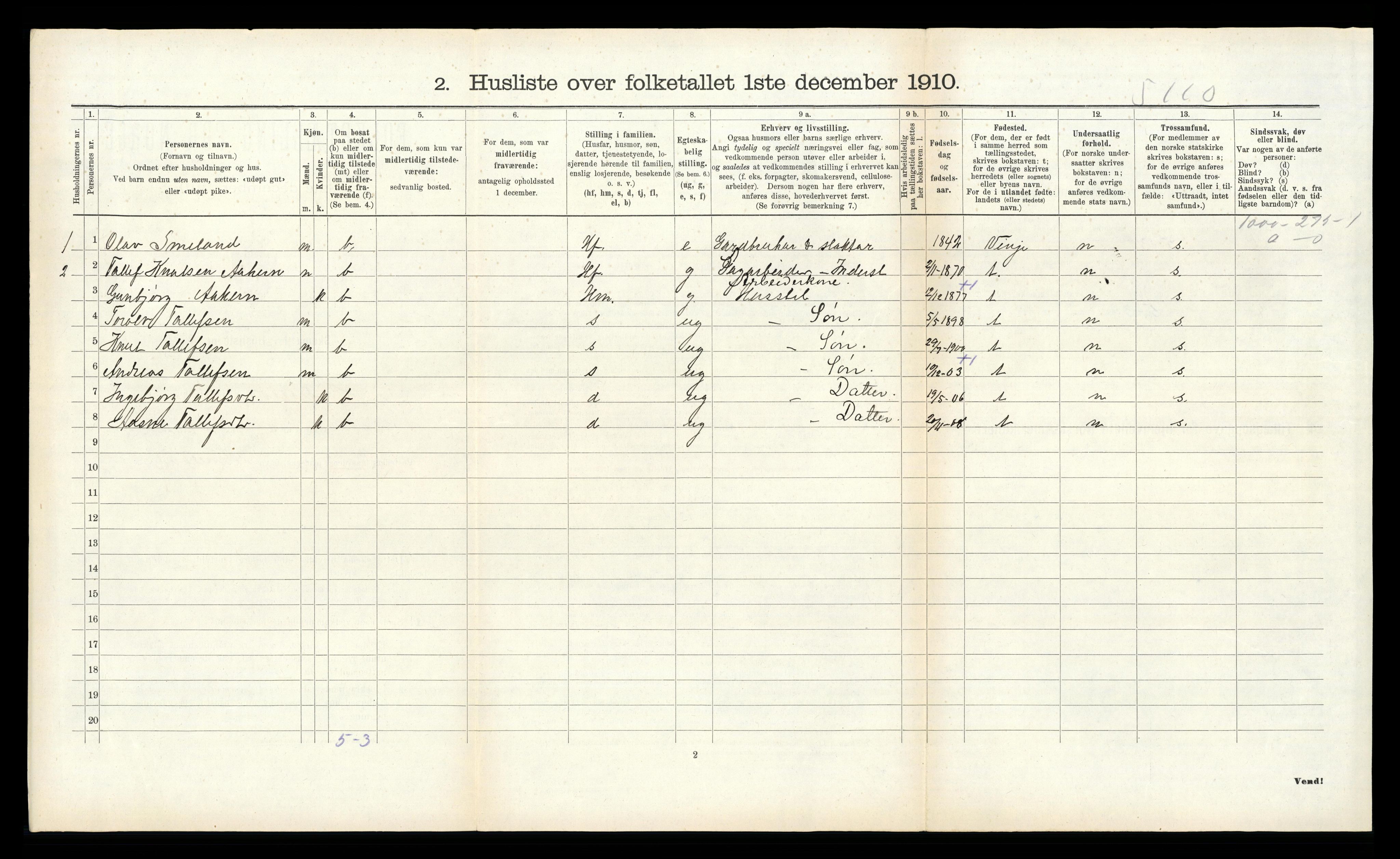 RA, 1910 census for Kviteseid, 1910, p. 737