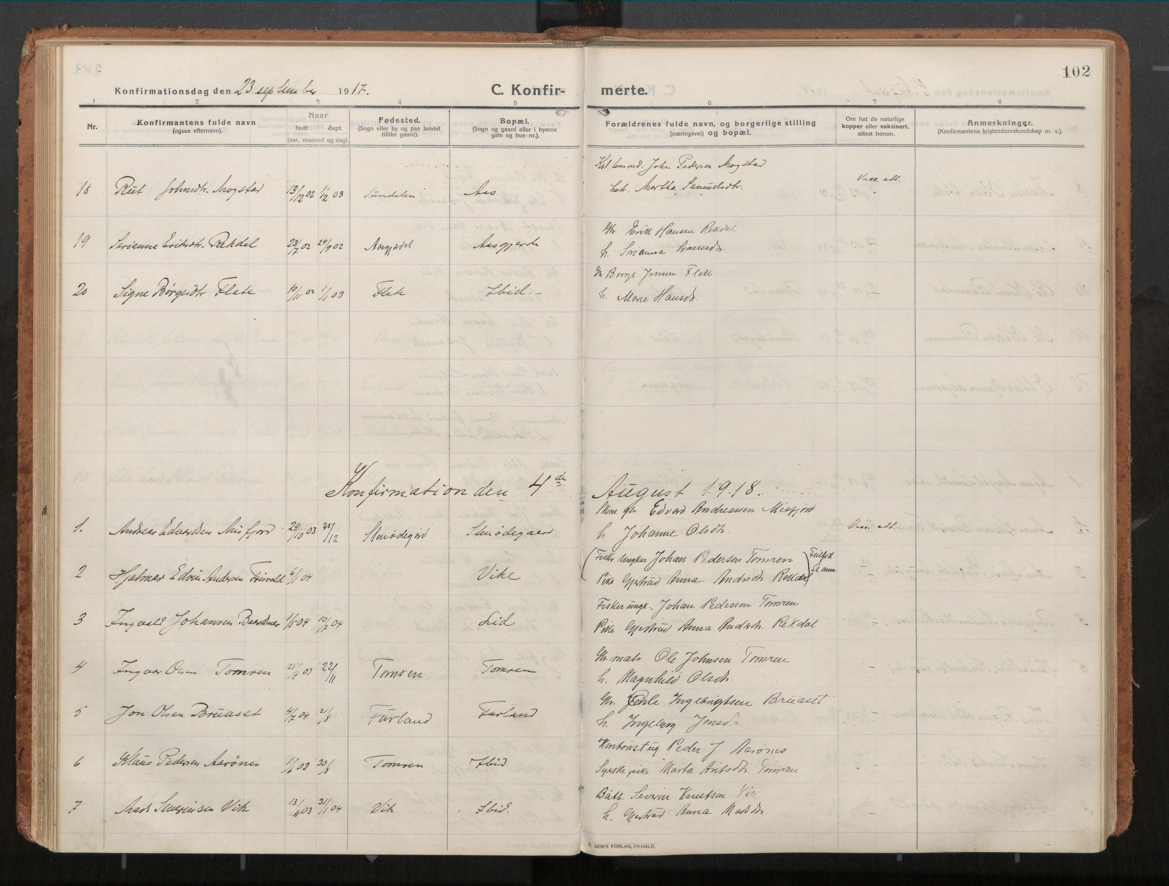 Ministerialprotokoller, klokkerbøker og fødselsregistre - Møre og Romsdal, AV/SAT-A-1454/539/L0534a: Parish register (official) no. 539A08, 1912-1935, p. 102