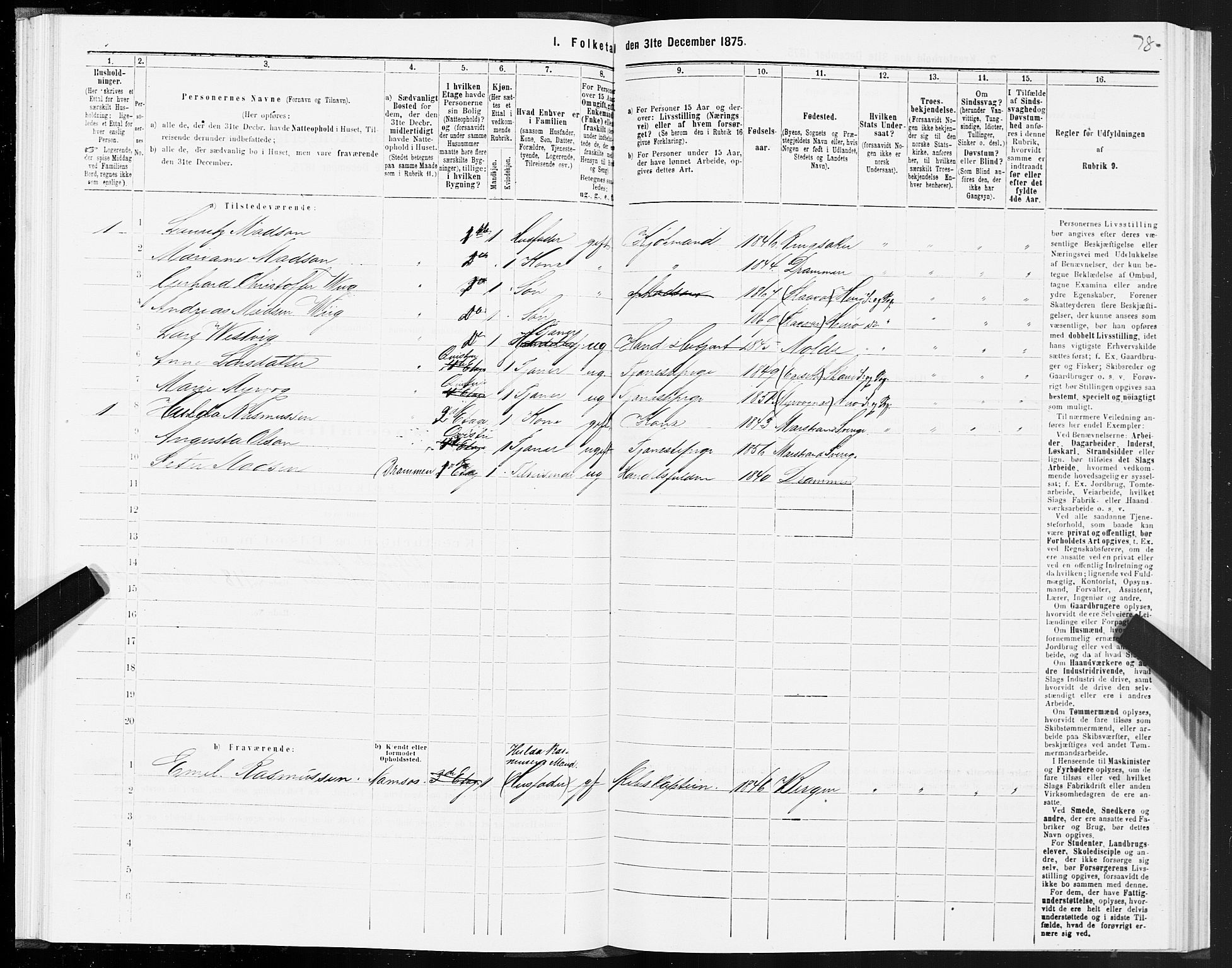 SAT, 1875 census for 1501P Ålesund, 1875, p. 2078