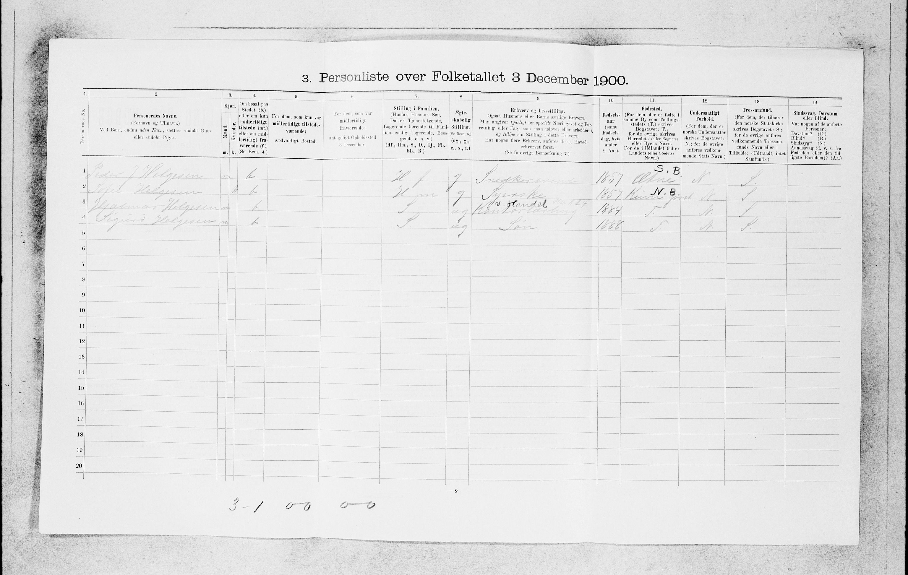 SAB, 1900 census for Bergen, 1900, p. 23366