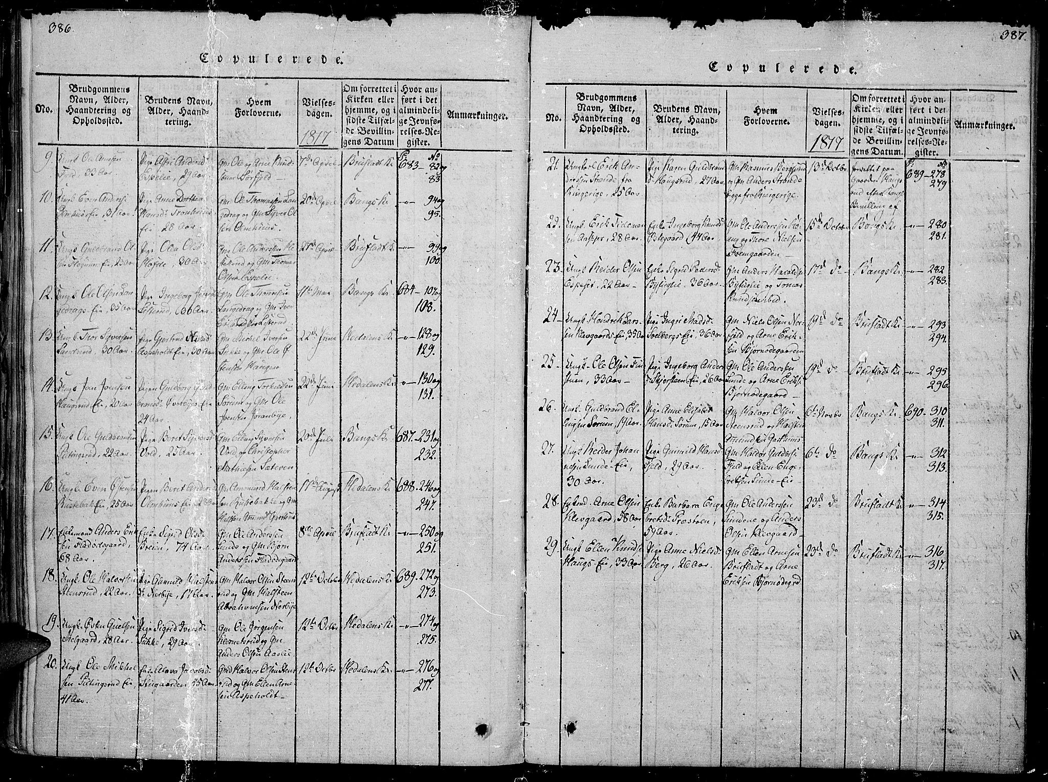 Sør-Aurdal prestekontor, SAH/PREST-128/H/Ha/Haa/L0002: Parish register (official) no. 2, 1815-1840, p. 386-387