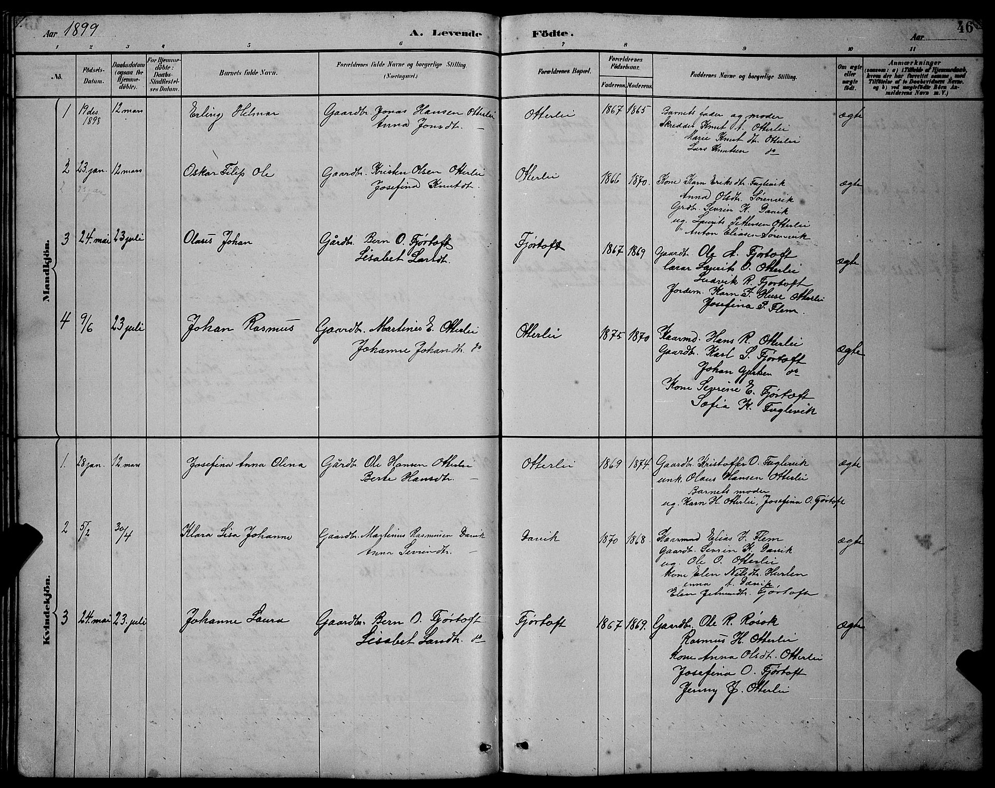 Ministerialprotokoller, klokkerbøker og fødselsregistre - Møre og Romsdal, SAT/A-1454/538/L0523: Parish register (copy) no. 538C01, 1881-1900, p. 46
