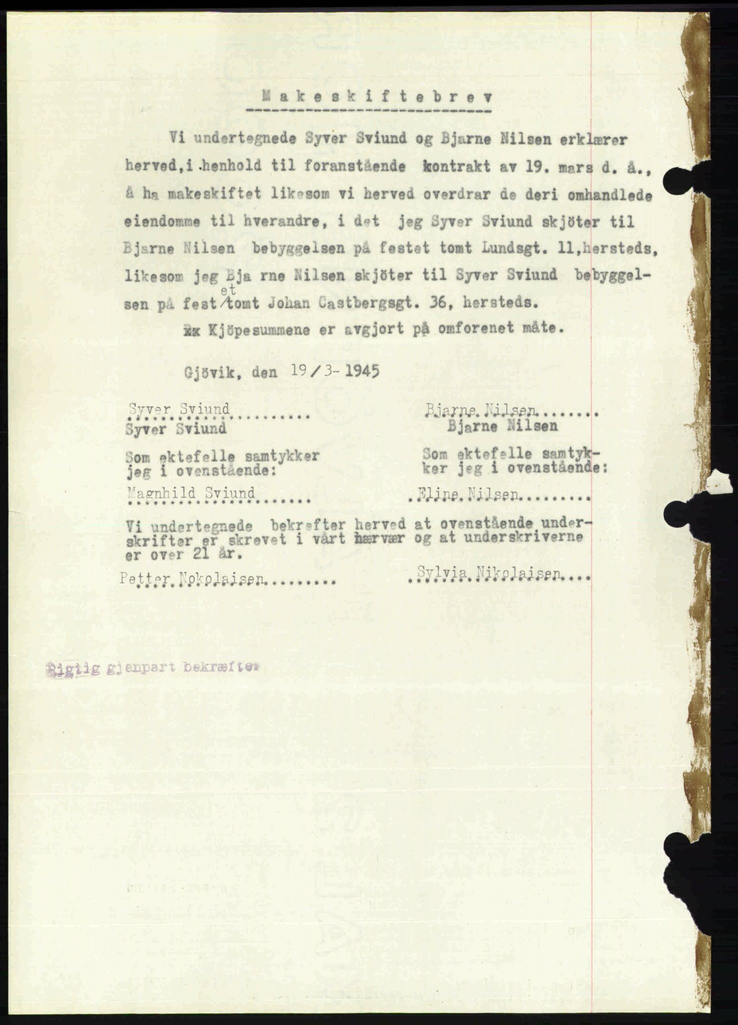 Toten tingrett, SAH/TING-006/H/Hb/Hbc/L0013: Mortgage book no. Hbc-13, 1945-1945, Diary no: : 598/1945