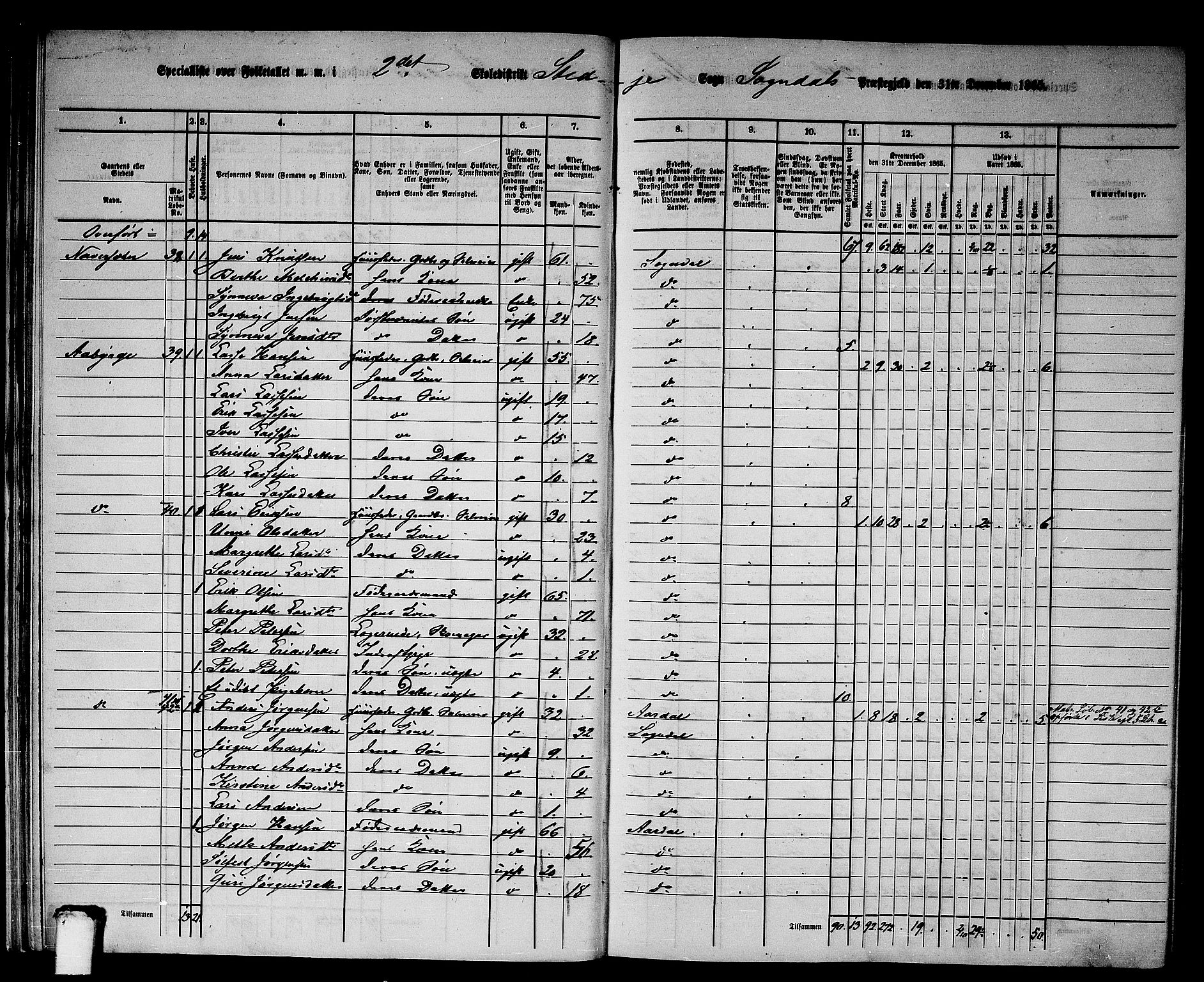 RA, 1865 census for Sogndal, 1865, p. 33