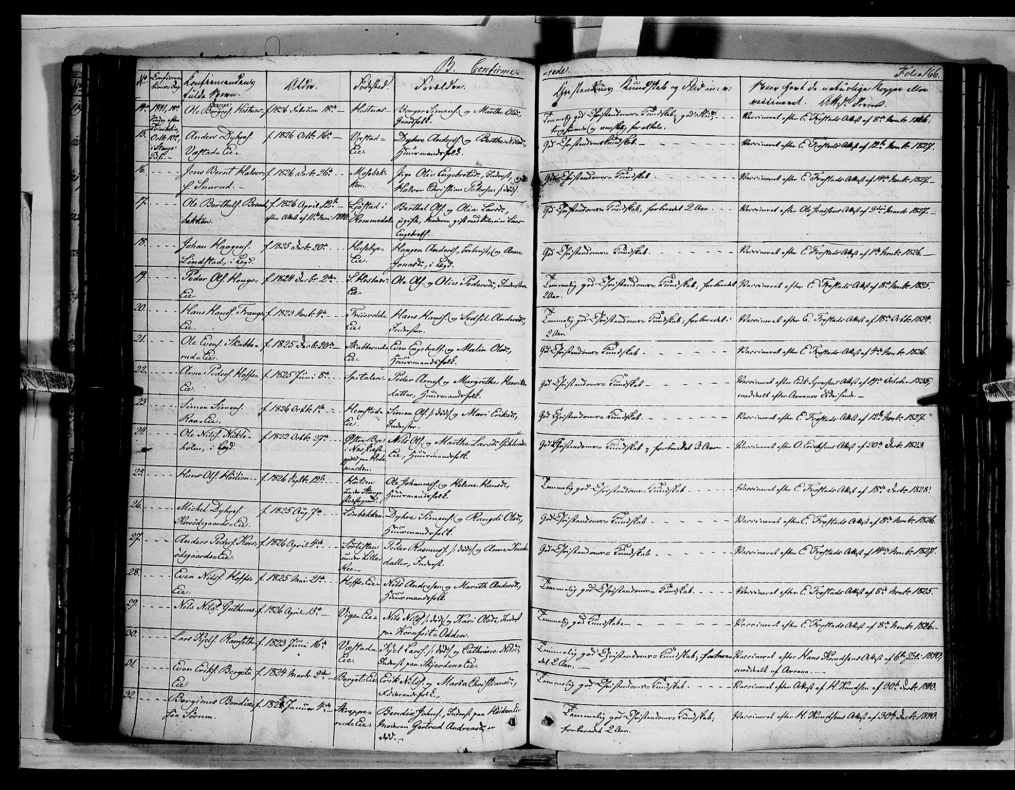 Stange prestekontor, SAH/PREST-002/K/L0010: Parish register (official) no. 10, 1835-1845, p. 166