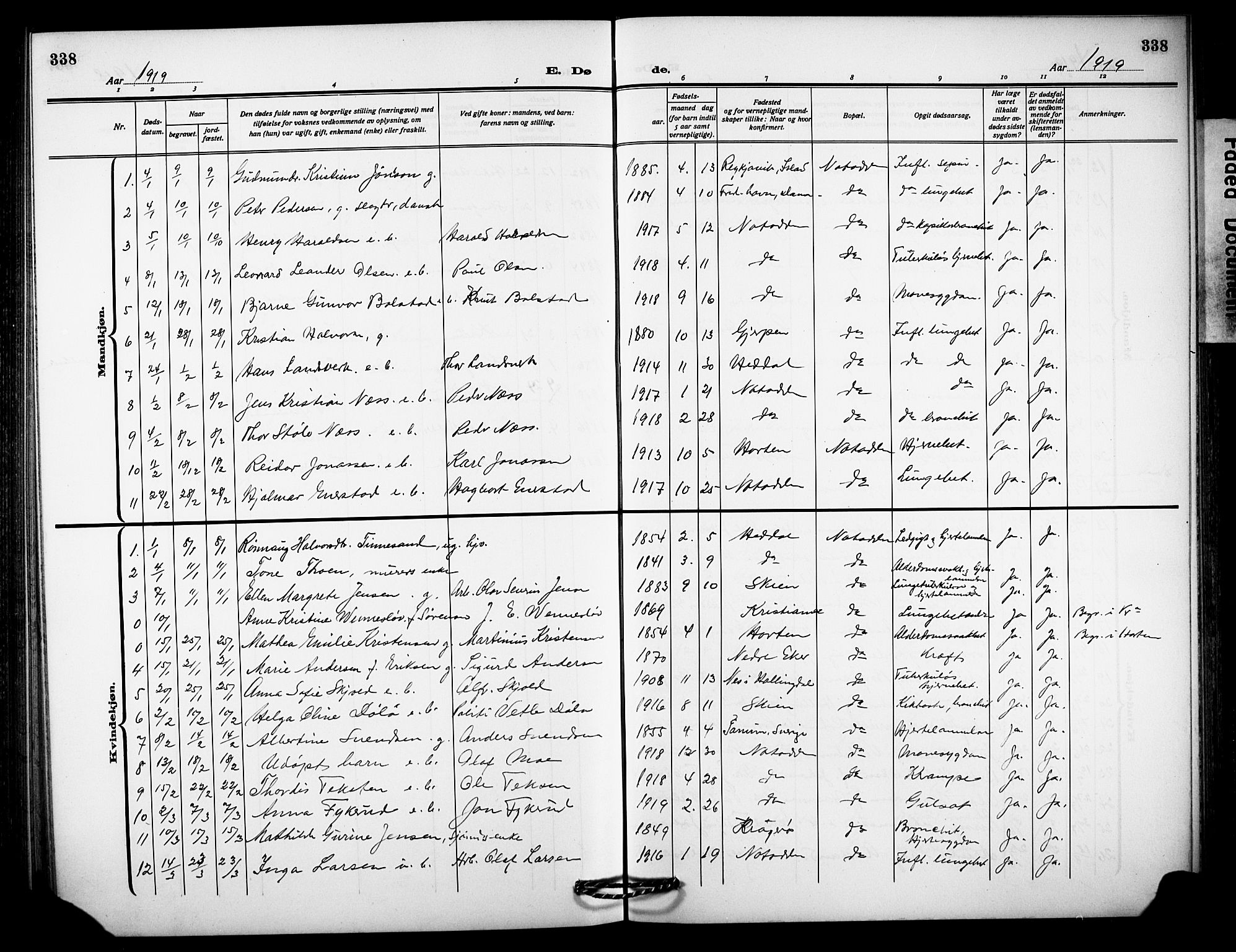 Notodden kirkebøker, AV/SAKO-A-290/G/Ga/L0001: Parish register (copy) no. 1, 1912-1923, p. 338