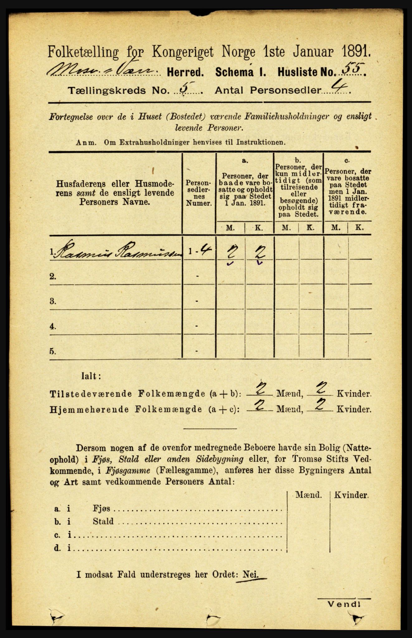 RA, 1891 census for 1723 Mosvik og Verran, 1891, p. 1951