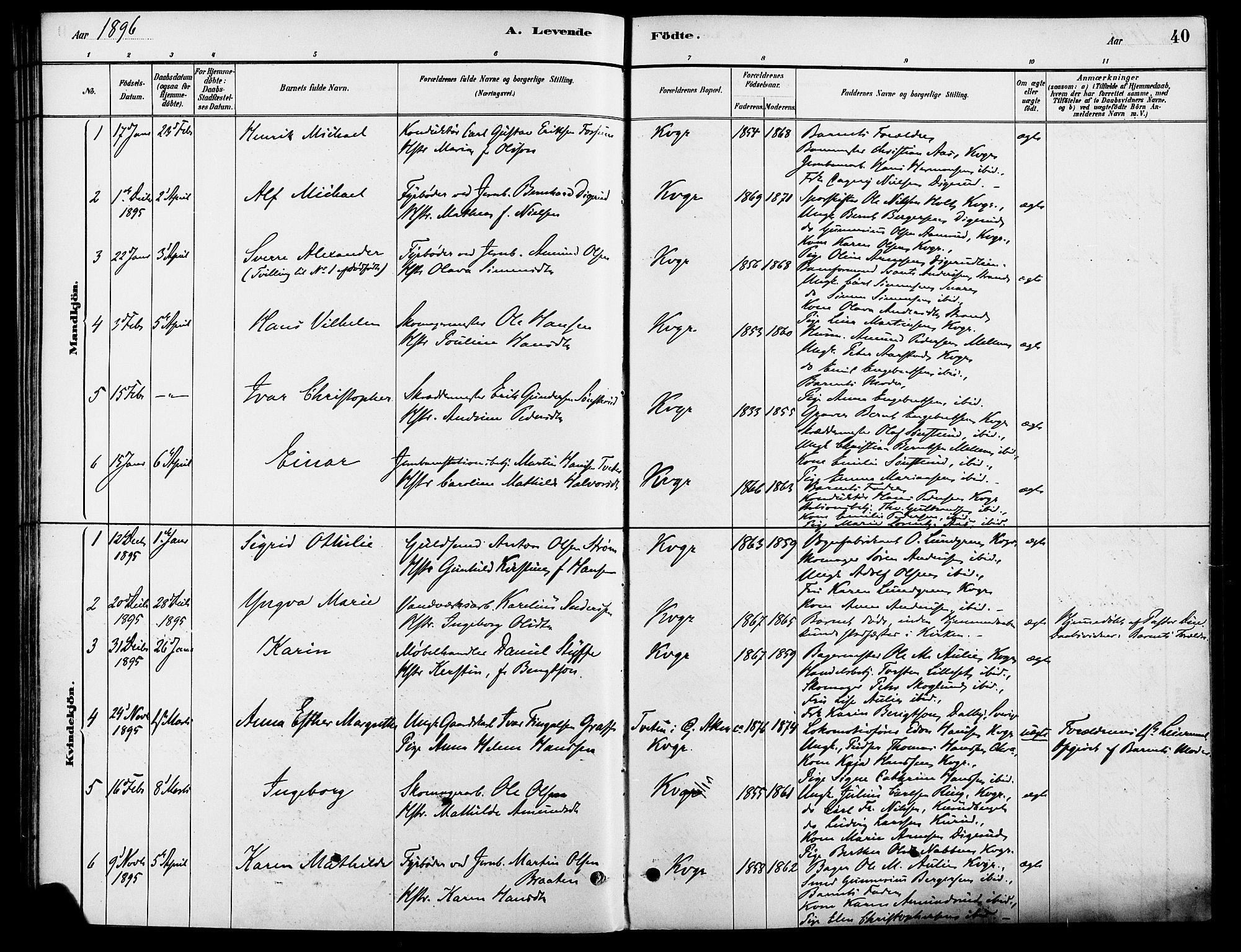 Vinger prestekontor, SAH/PREST-024/H/Ha/Haa/L0013: Parish register (official) no. 13, 1881-1897, p. 40