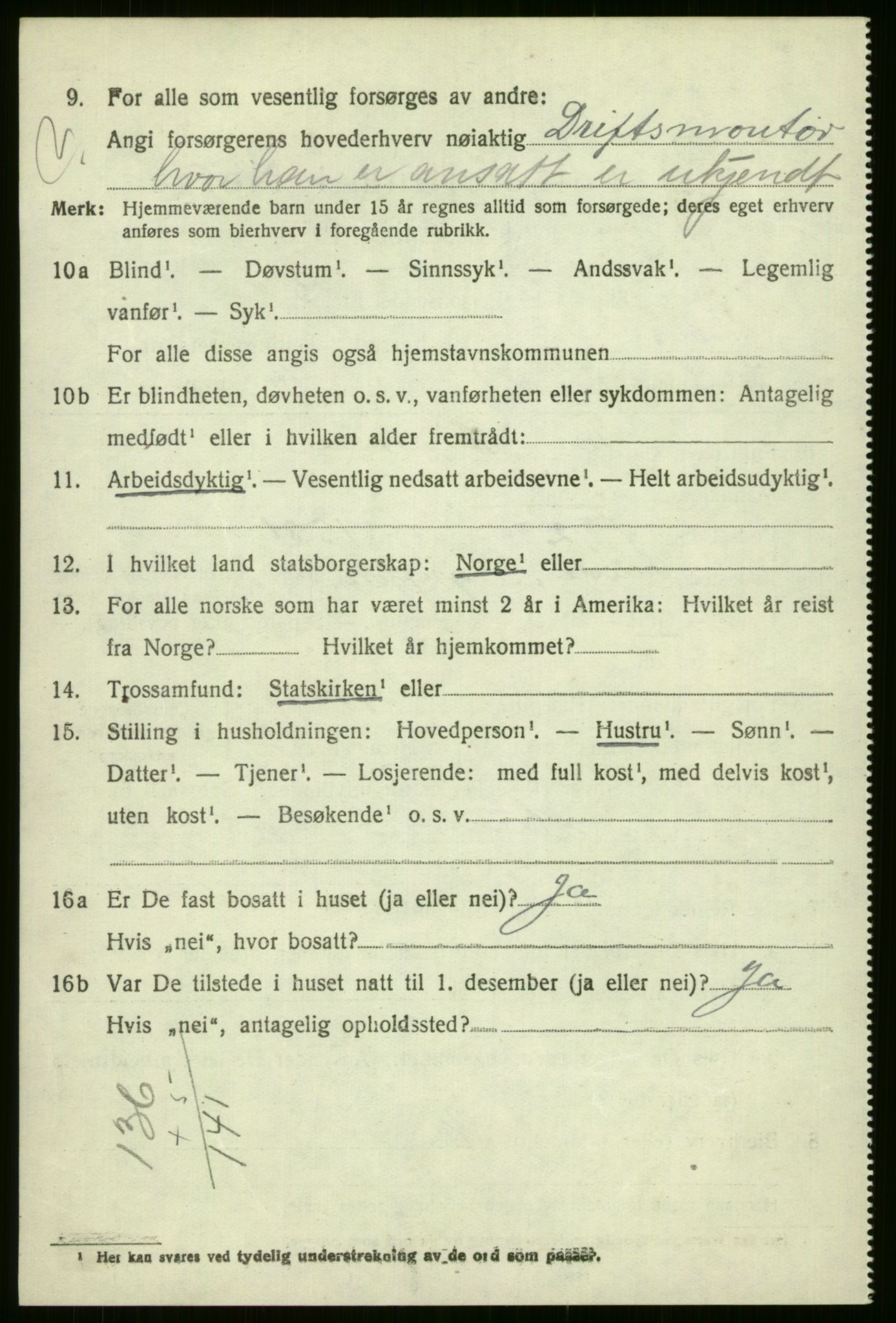 SAB, 1920 census for Voss, 1920, p. 3438