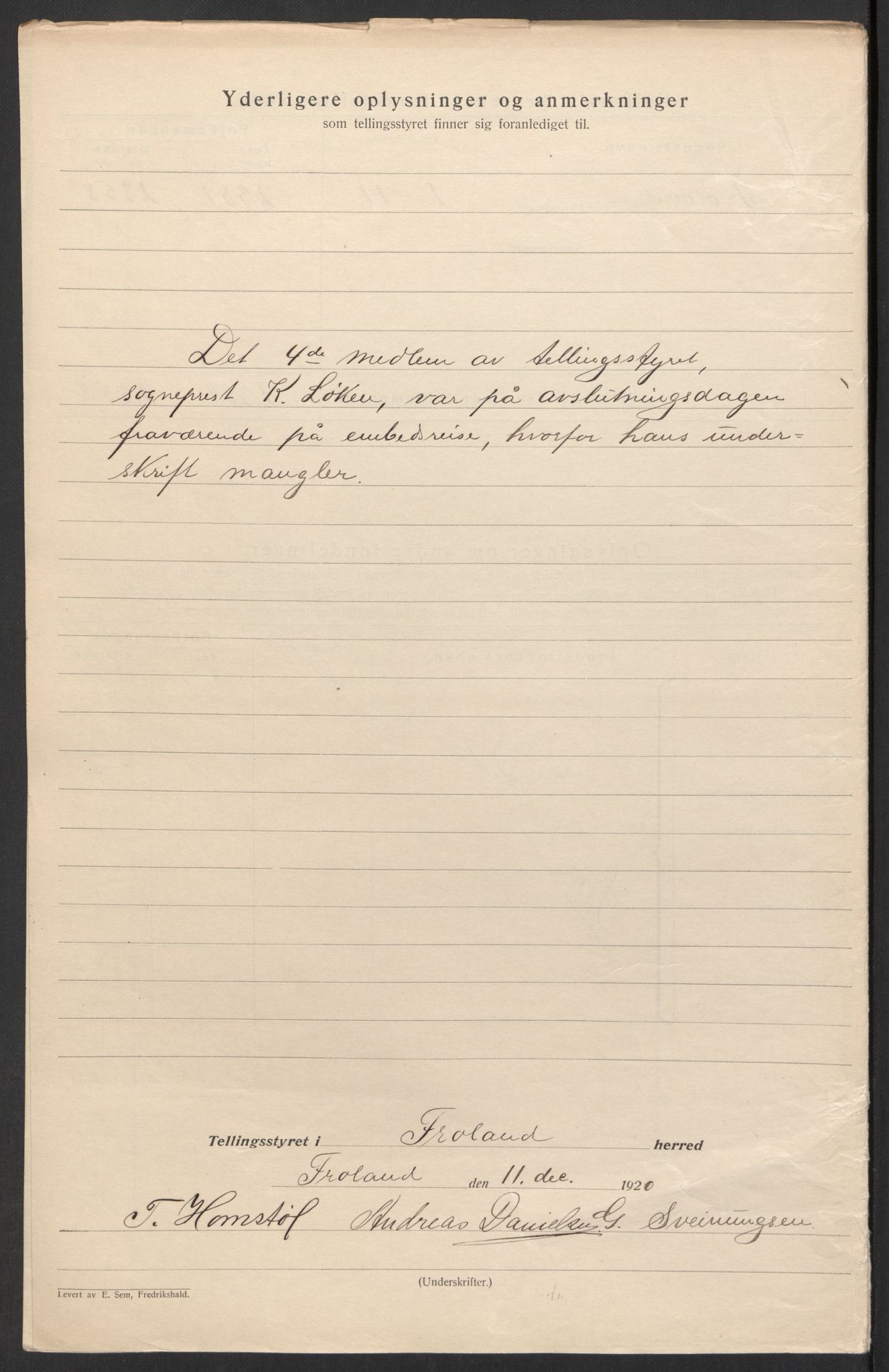 SAK, 1920 census for Froland, 1920, p. 5