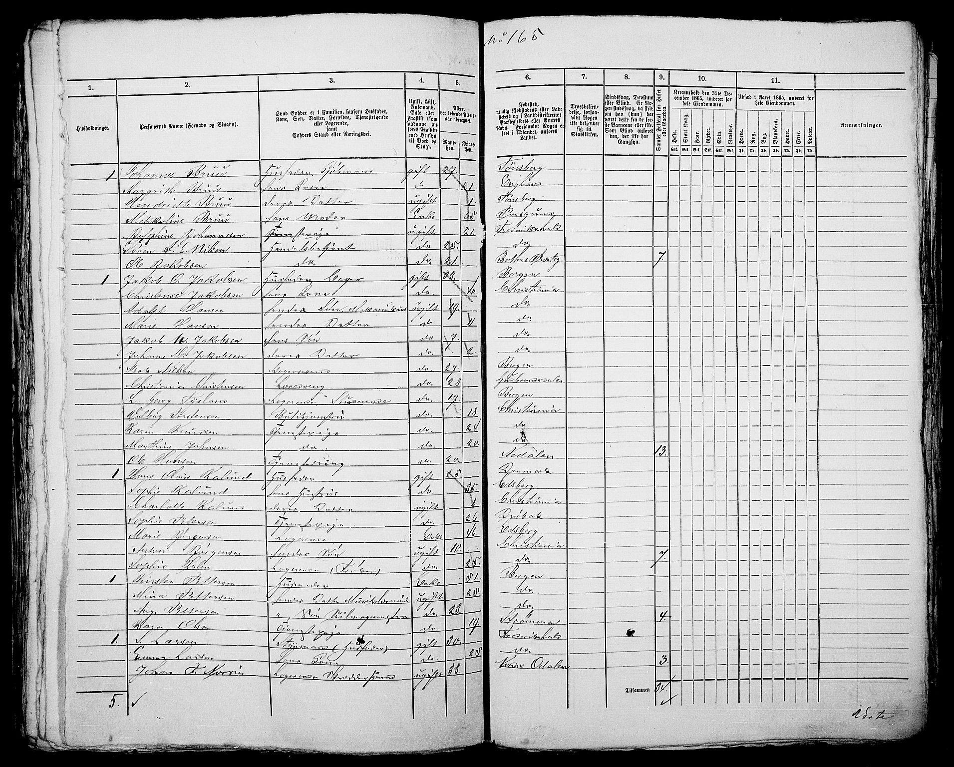 RA, 1865 census for Kristiania, 1865, p. 493