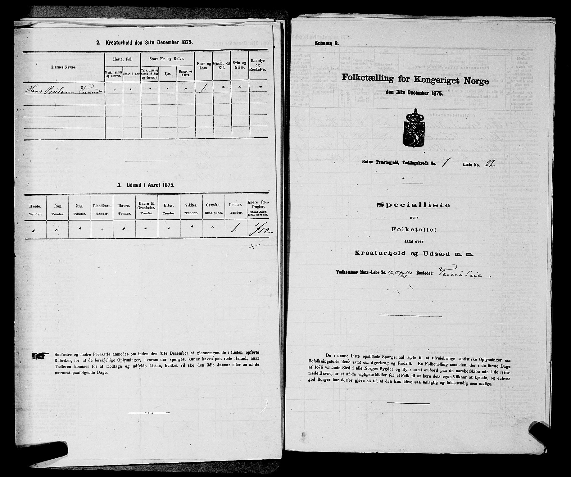 SAKO, 1875 census for 0715P Botne, 1875, p. 622