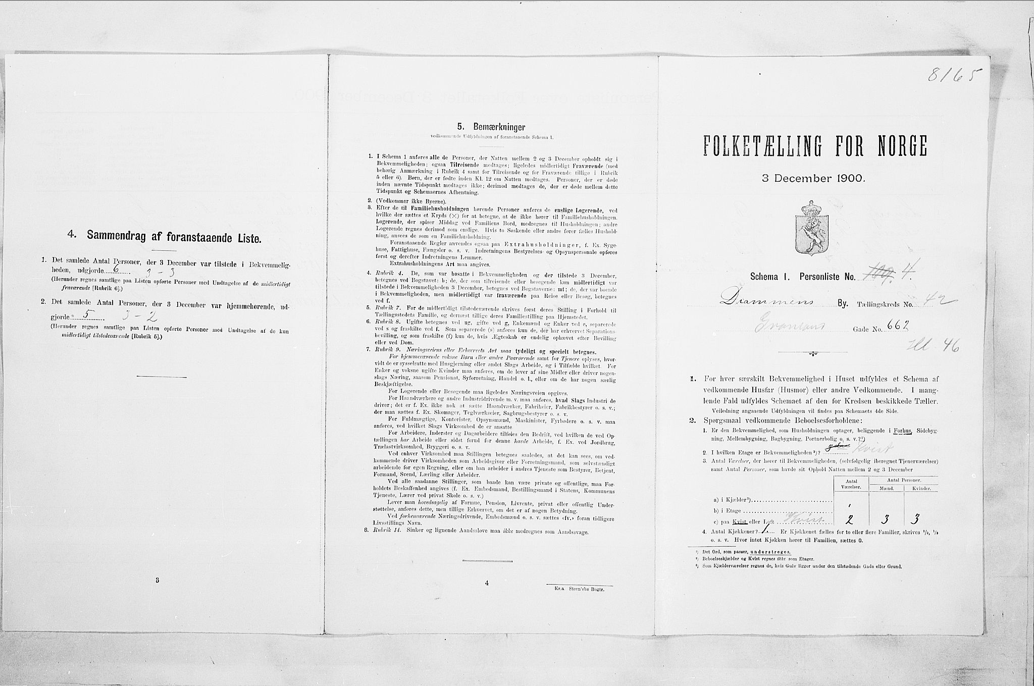 RA, 1900 census for Drammen, 1900, p. 7828