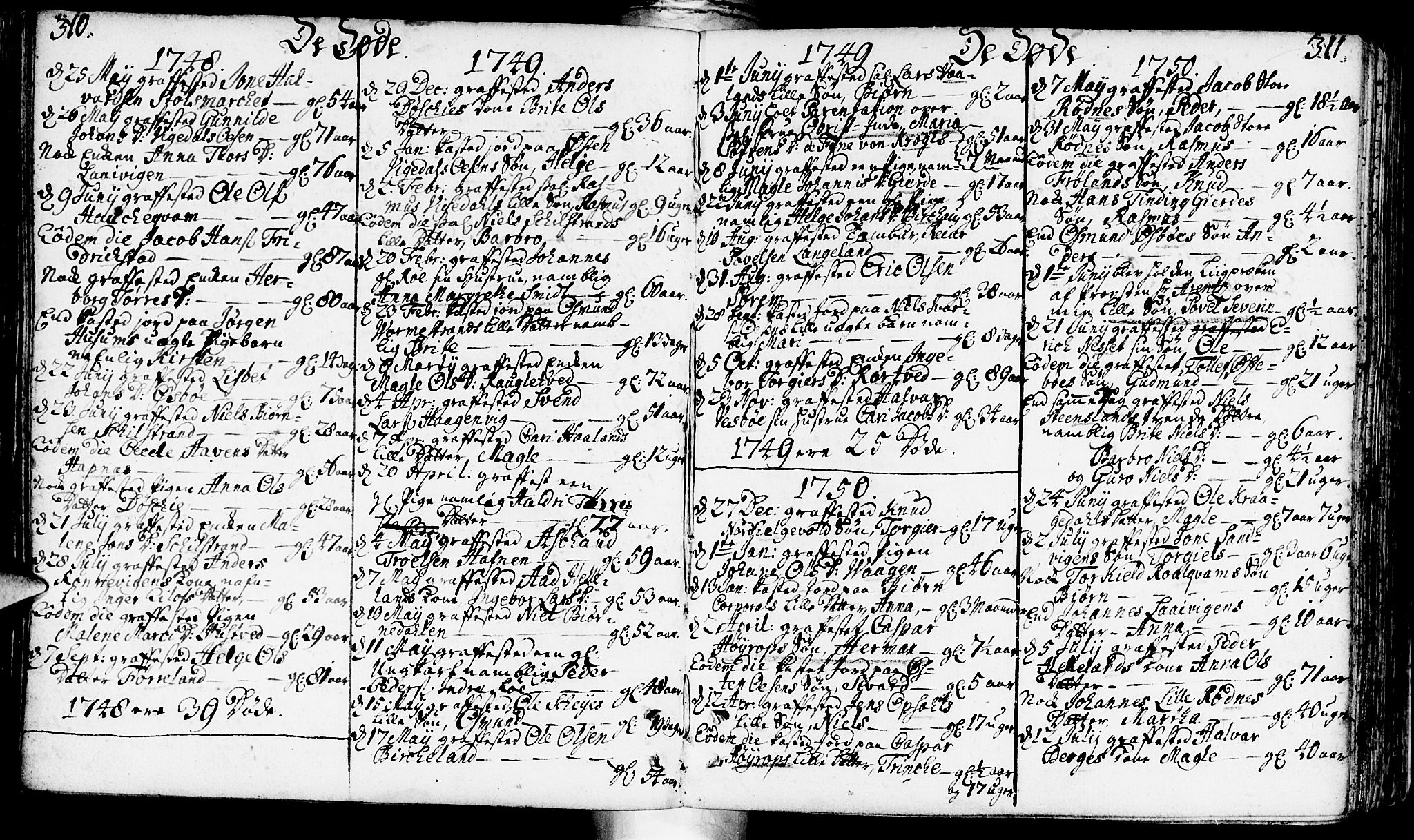 Vikedal sokneprestkontor, AV/SAST-A-101840/01/IV: Parish register (official) no. A 1, 1737-1778, p. 310-311