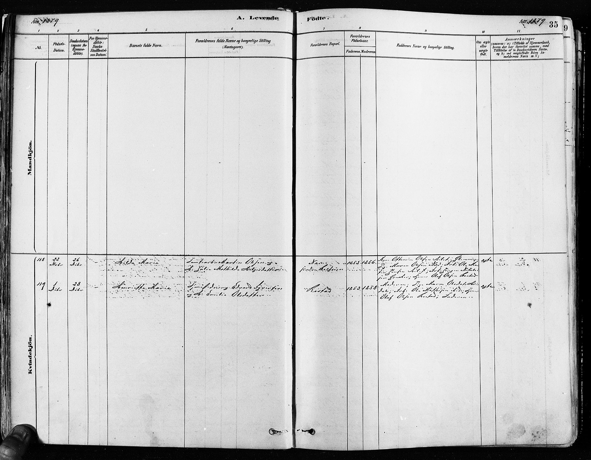 Tune prestekontor Kirkebøker, AV/SAO-A-2007/F/Fa/L0017: Parish register (official) no. 17, 1878-1887, p. 35