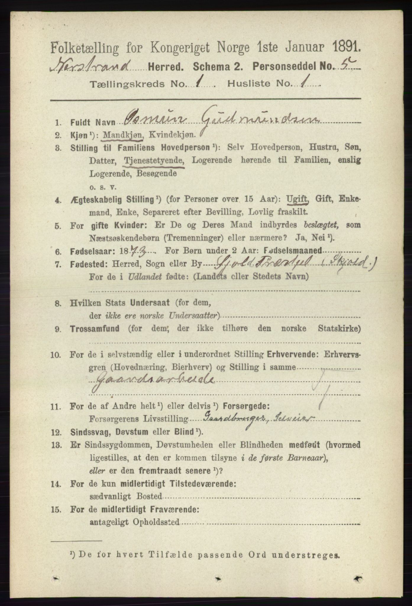RA, 1891 census for 1139 Nedstrand, 1891, p. 56