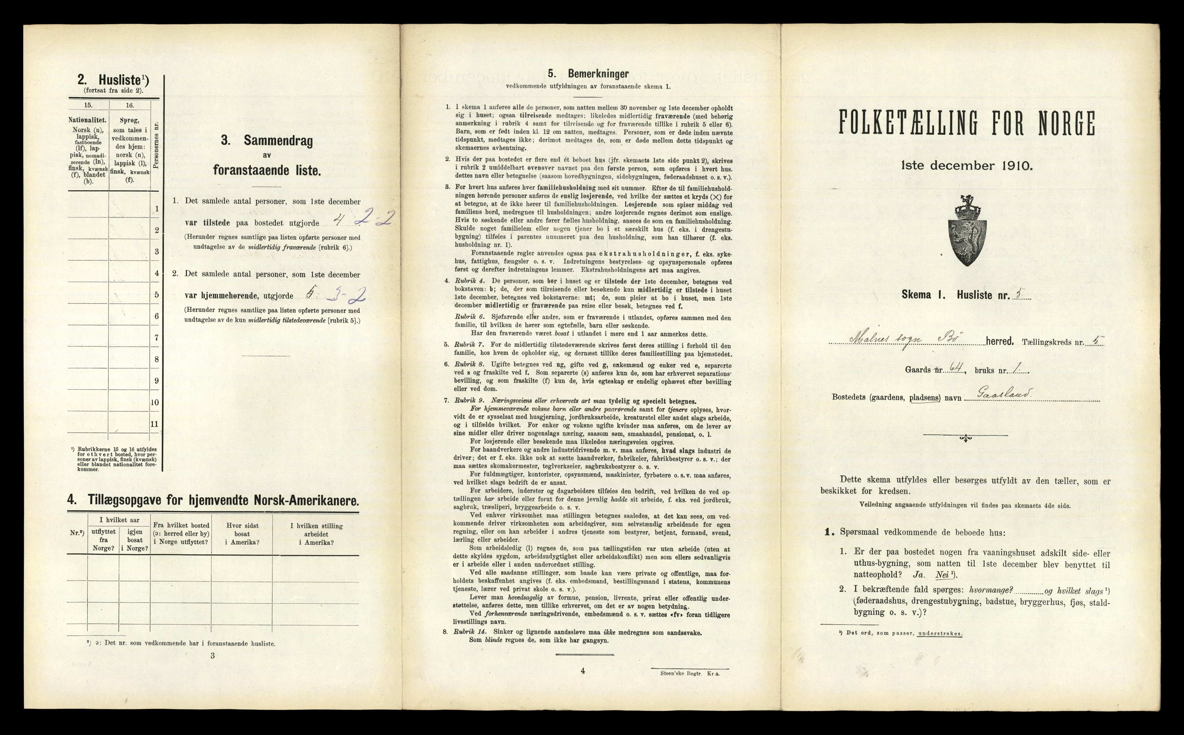 RA, 1910 census for Bø, 1910, p. 1381