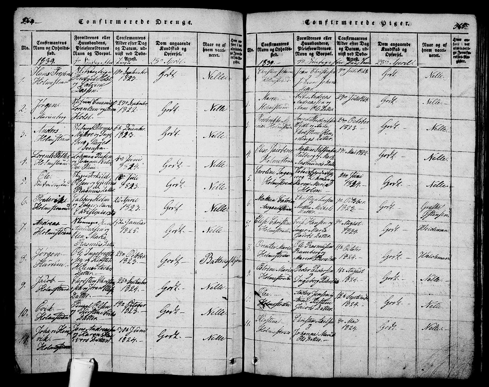 Holmestrand kirkebøker, SAKO/A-346/G/Ga/L0001: Parish register (copy) no. 1, 1814-1848, p. 564-565