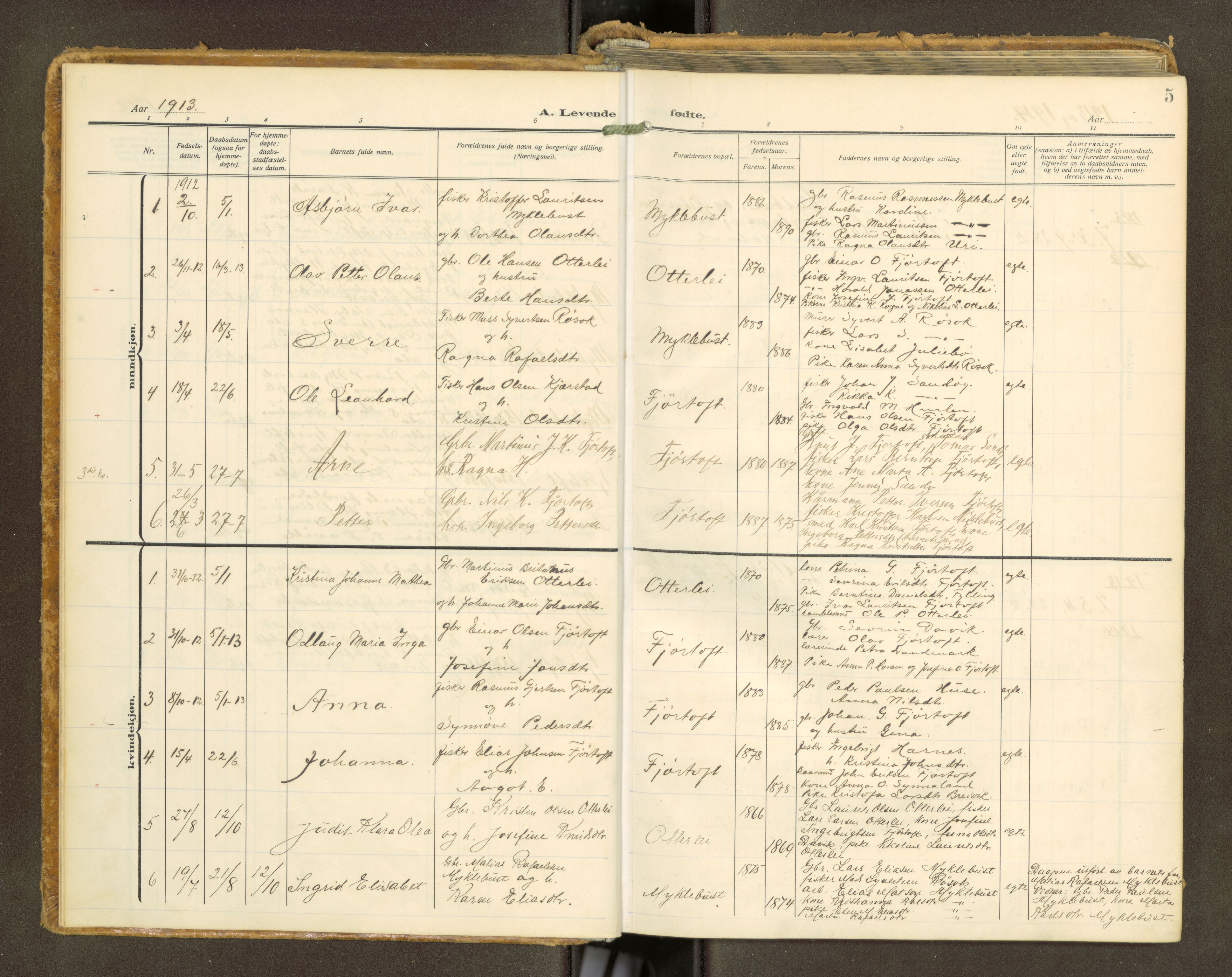 Ministerialprotokoller, klokkerbøker og fødselsregistre - Møre og Romsdal, AV/SAT-A-1454/538/L0528: Parish register (official) no. 538A--, 1911-1935, p. 5