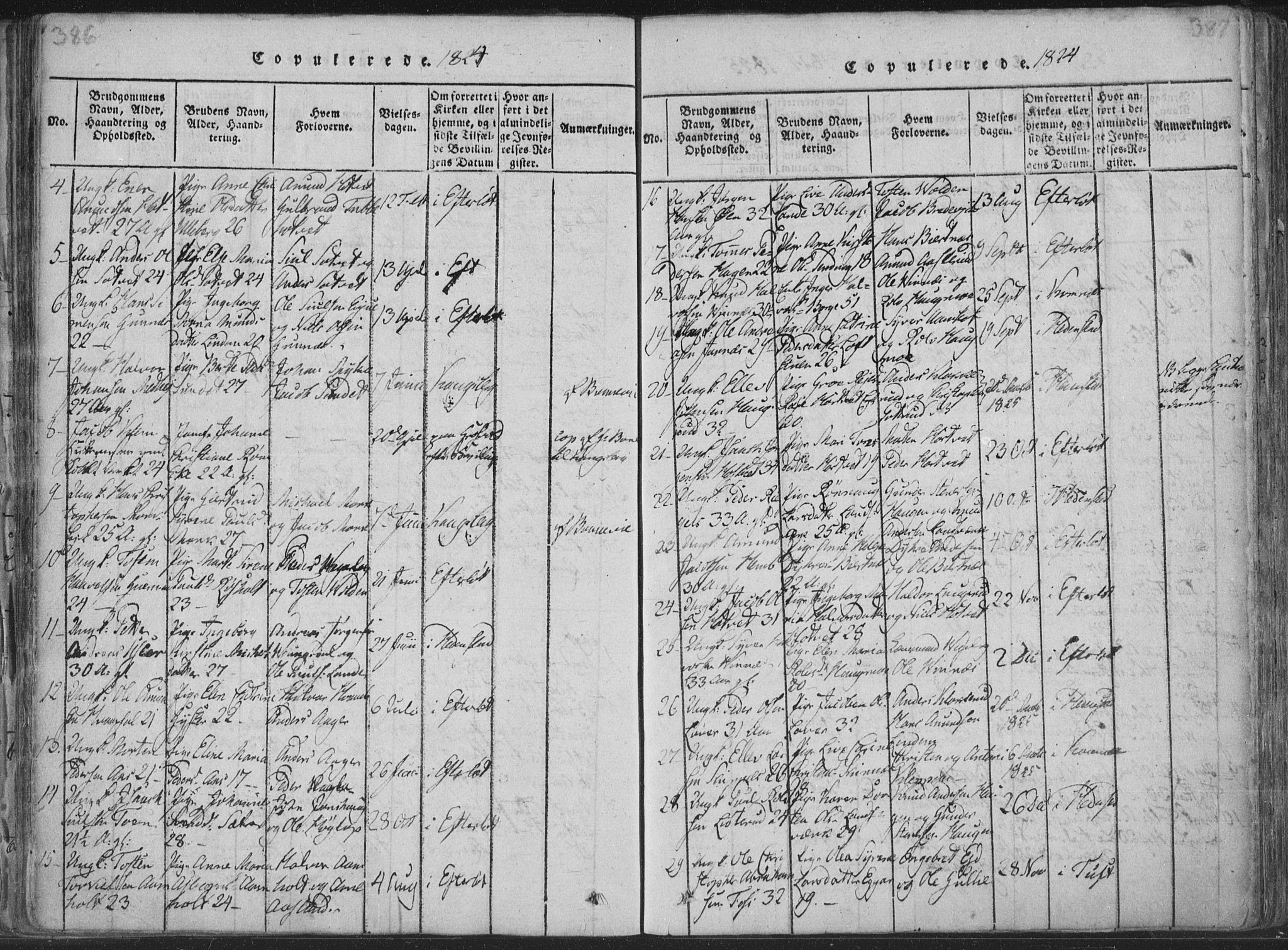 Sandsvær kirkebøker, AV/SAKO-A-244/F/Fa/L0004: Parish register (official) no. I 4, 1817-1839, p. 386-387