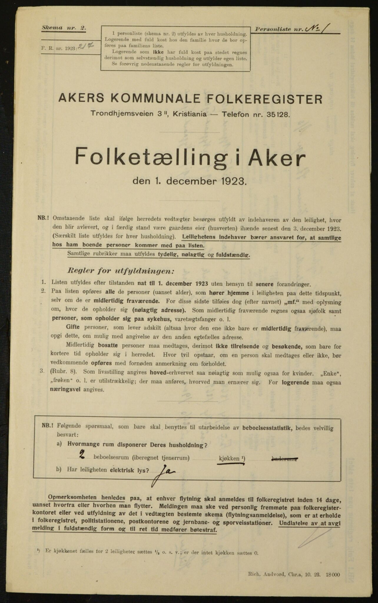 , Municipal Census 1923 for Aker, 1923, p. 23631