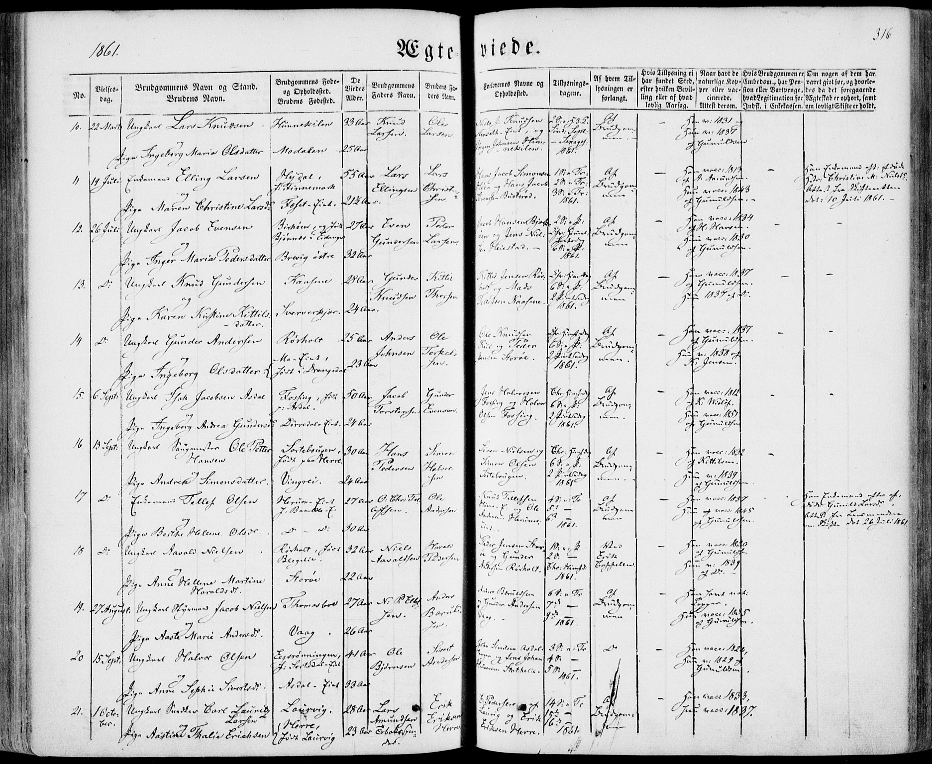 Bamble kirkebøker, AV/SAKO-A-253/F/Fa/L0005: Parish register (official) no. I 5, 1854-1869, p. 316