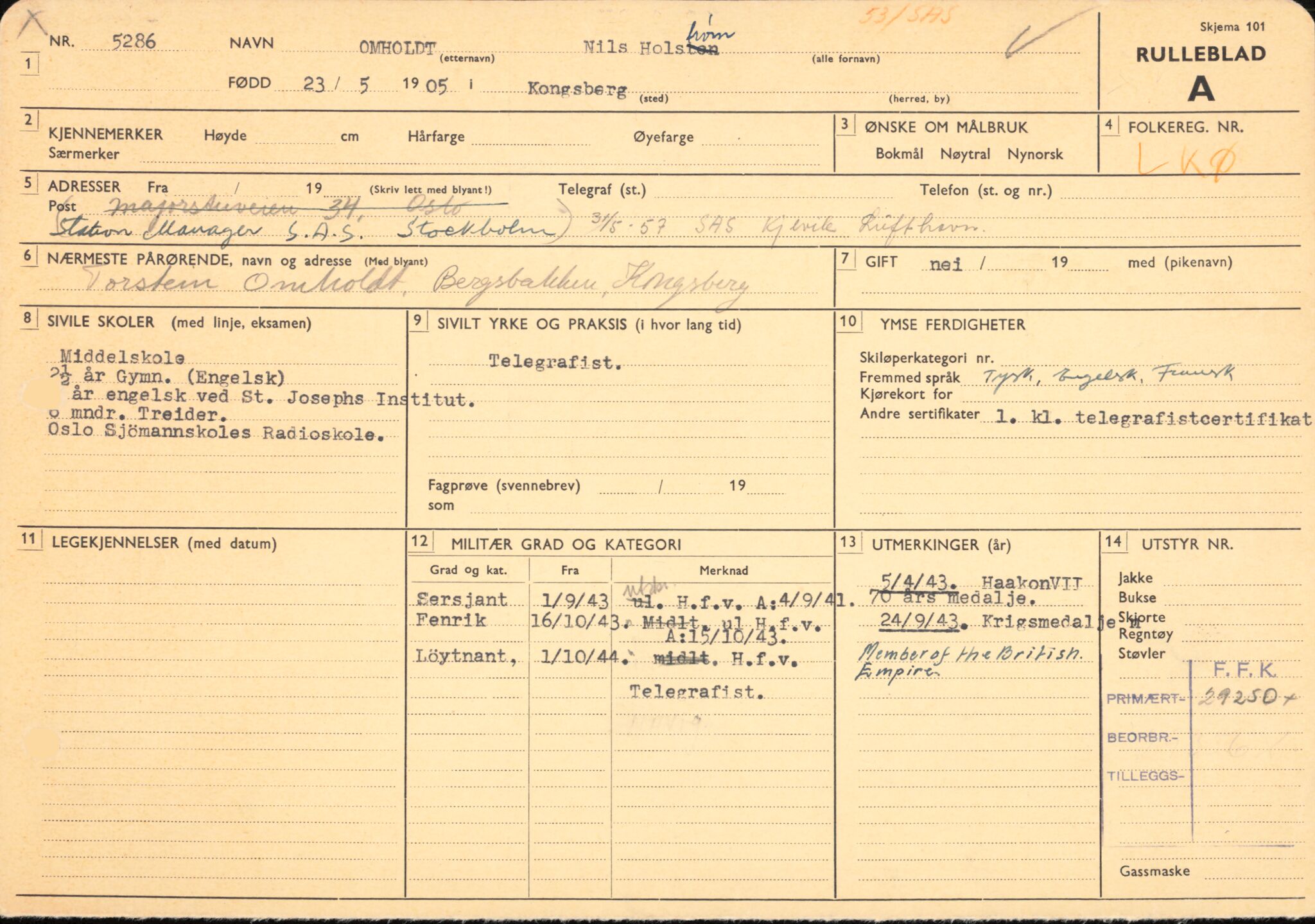 Forsvaret, Forsvarets overkommando/Luftforsvarsstaben, AV/RA-RAFA-4079/P/Pa/L0013: Personellmapper, 1905, p. 489