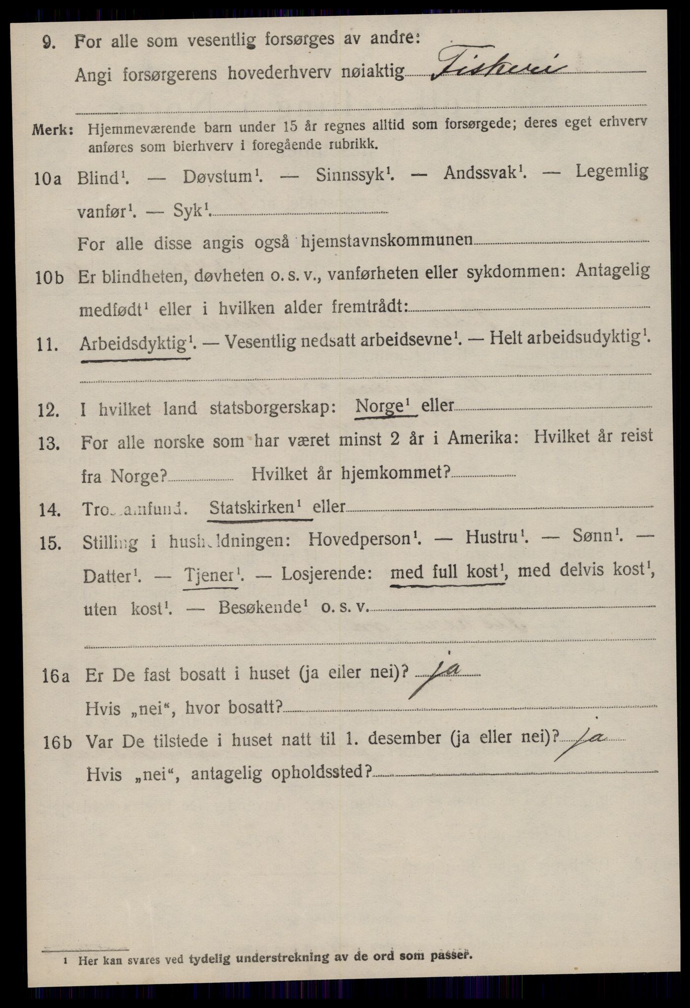 SAT, 1920 census for Hopen, 1920, p. 1505